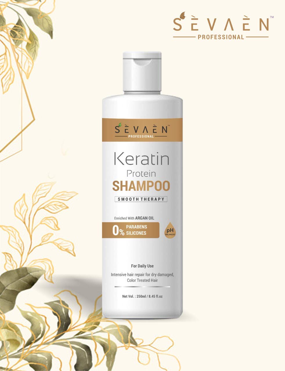 SEVAEN Keratin & Argan Oil Shampoo for Damaged Hair - Protein Repair & Moisturizing Treatment (1 Bottle) - Perfect for Dry, Frizzy Hair & Color-Treated Hair Care