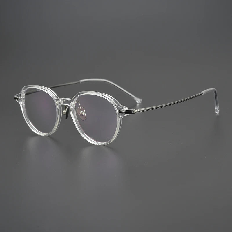 Unisex Black Titanium Acetate Full Rim Flat Top Oval Eyeglasses Frame 19834 | Lightweight & Durable | Perfect for Work, Reading & Fashion Accessories