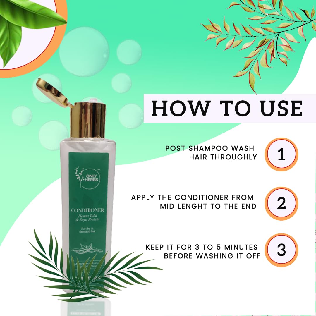 Onlyherbs Natural Henna Tulsi Hair Conditioner 200ml - Organic Deep Moisturizing Treatment for Dry Hair, Stimulates Hair Growth, Suitable for All Hair Types | Daily Hair Care, Salon-Quality Nourishment at Home