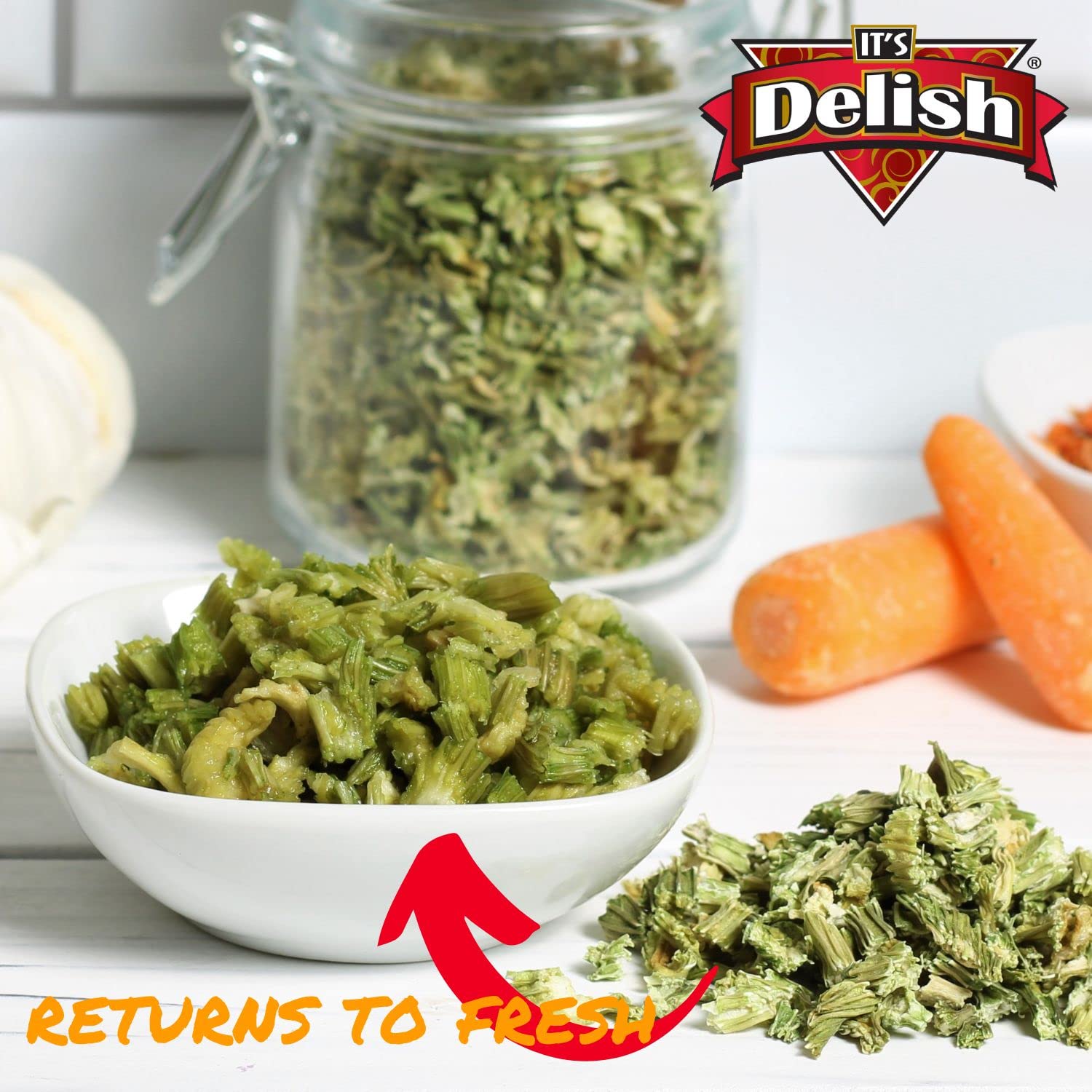 It's Delish Dried Celery Flakes - 10 LBS Bulk Bag | Dehydrated Chopped Crosscut Celery Stalk & Leaf for Cooking | Perfect for Soup, Stew, Rice, Seasoning | Great for Home Kitchen, Camping, Emergency Food Storage | Kosher Certified & Vegan Friendly | Ideal for Meal Prep, Backpacking and Pantry Essentials