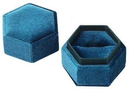 Vintage Velvet Hexagonal Jewelry Box - Elegant Necklace Holder & Ring Organizer Case for Jewelry Display and Storage (Color: Navy) | Perfect for Gift Packaging, Travel, and Home Decor
