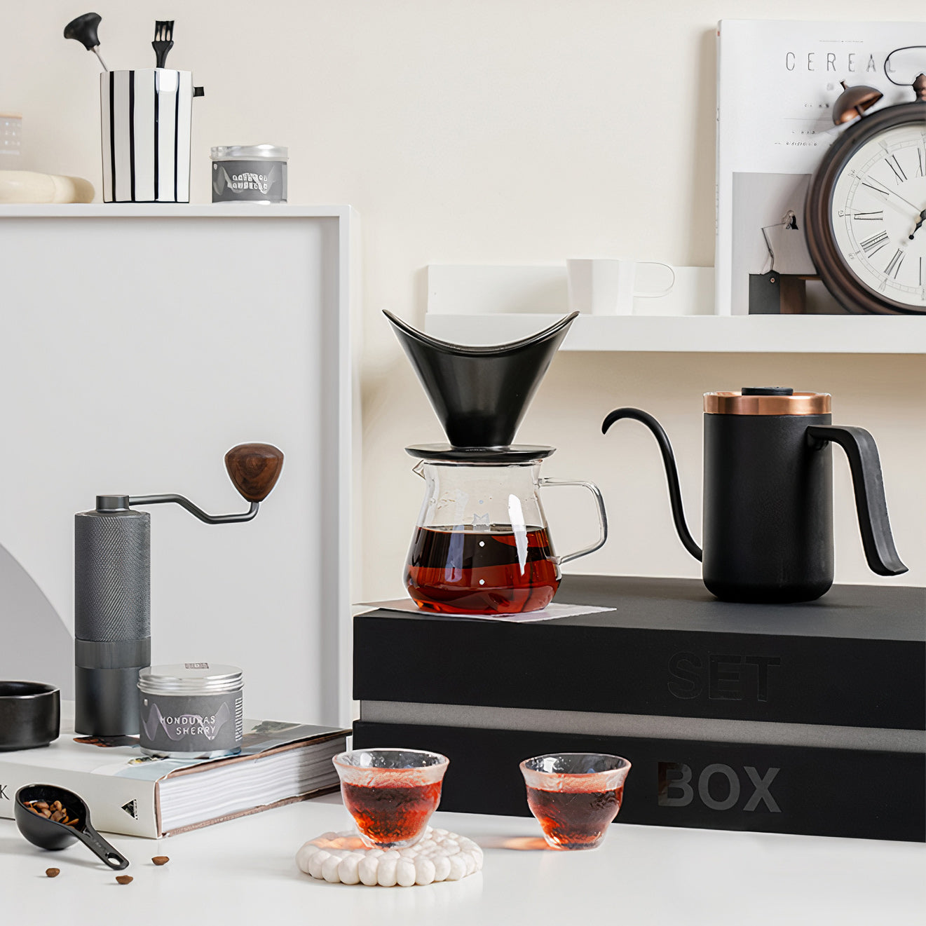 Premium Pour Over Coffee Maker Kit - Dripper, Carafe & Filters - Perfect for Home, Office & Camping Brewing