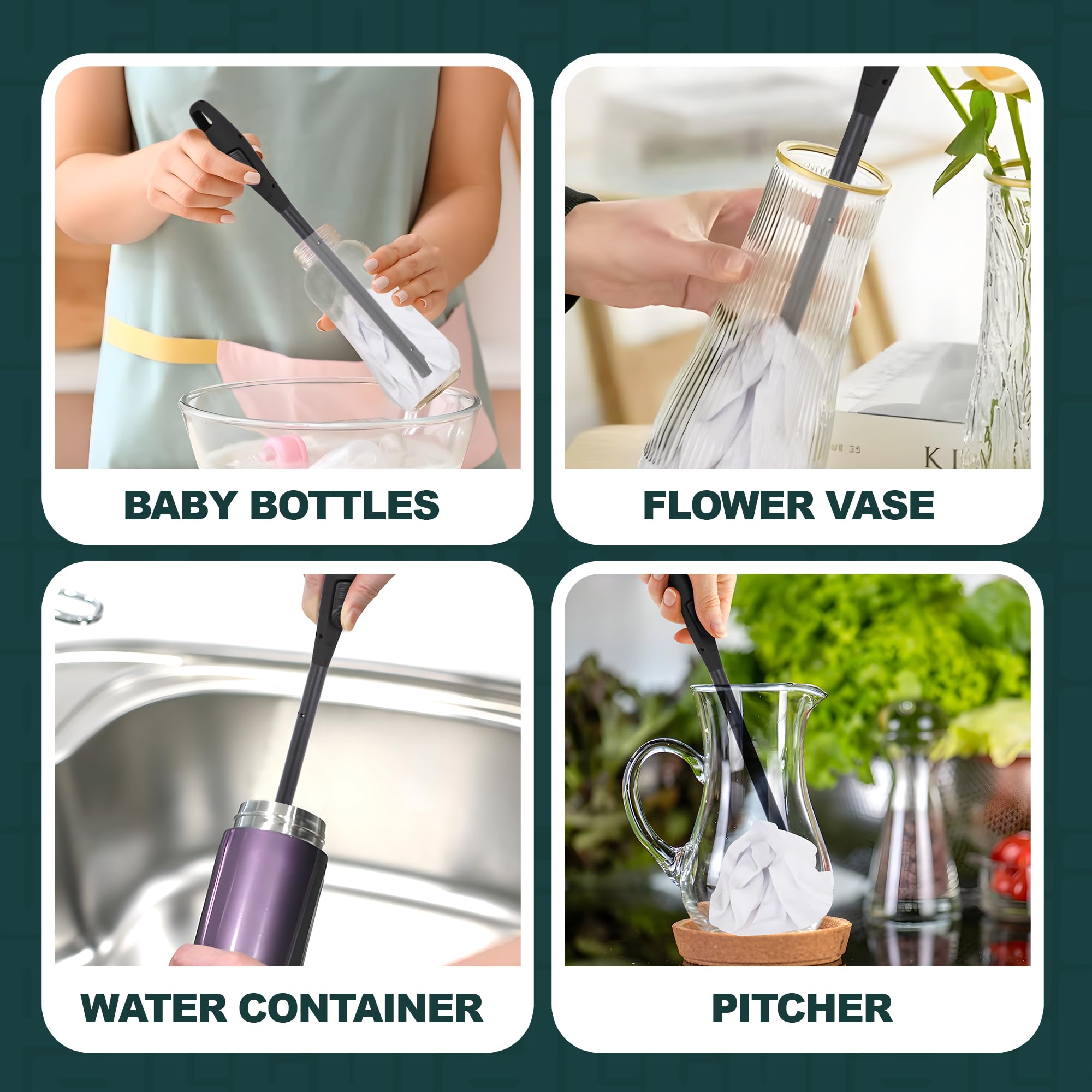 Space Saving Bottle Drying Wand with Paper Towel Attachment - Quick Drying Solution for Baby Bottles, Cups & Kitchenware - Perfect for Nurseries, Kitchens & Dish Racks (Black)
