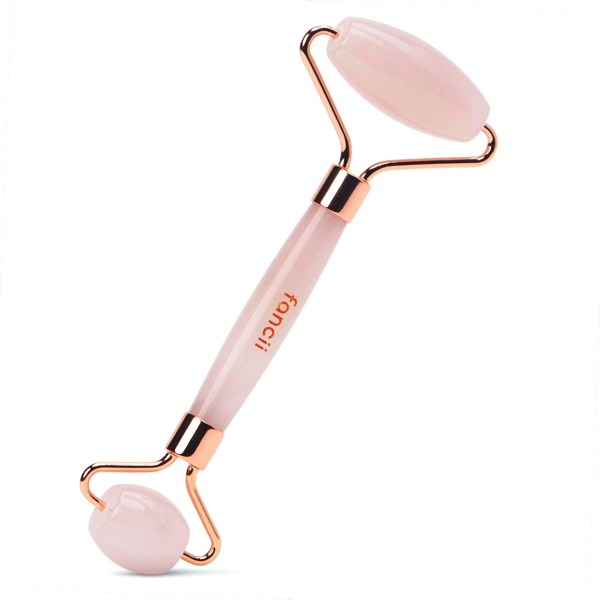 Fancii Rose Quartz Facial Roller Massager for Face, Eyes & Body - 100% Natural Brazilian Stone Anti-Aging Skincare Tool | Reduce Puffiness, Improve Circulation | Perfect for Morning Routine & Spa Night Self-Care