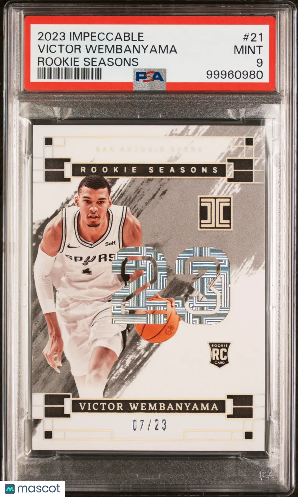 2023 Panini Impeccable Basketball Victor Wembanyama Rookie Card PSA 9 #23/23 - NBA Collectible for Fans & Investors - Perfect for Display, Trading, and Memorabilia Collections