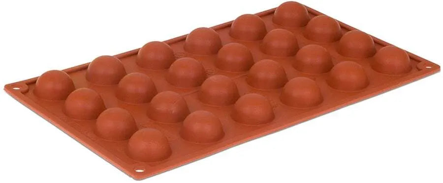 Non-Stick Orange 24 Mini Hemisphere Silicone Baking Molds - Perfect for Cake Pops, Chocolate Candies, and Mini Desserts