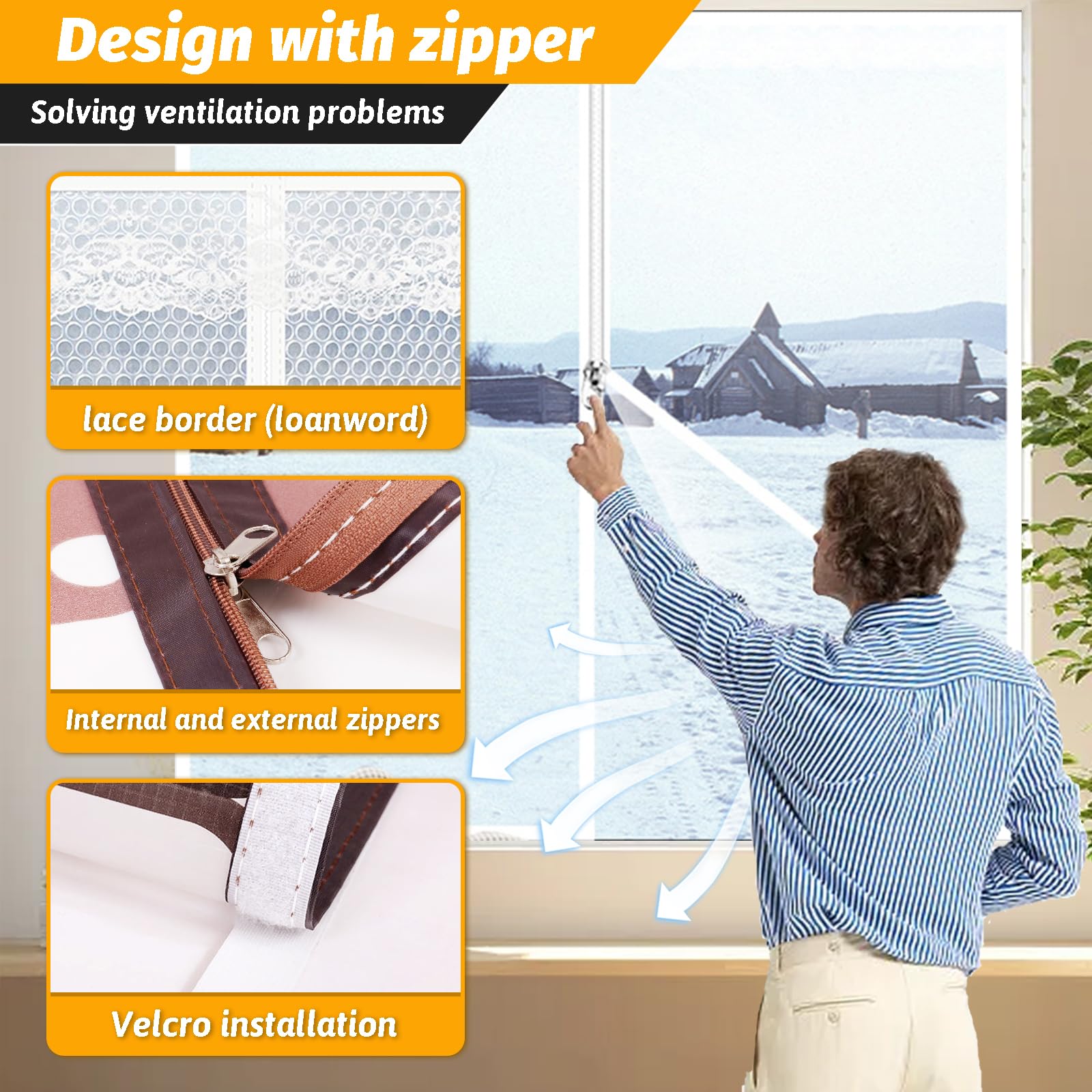 Reusable Thickened Transparent Window Insulation Kit (47x60 inches) - Winter Weatherproofing for Patio, Attic & Home - Energy Saving Thermal Cover for Drafty Windows in Cold Climates