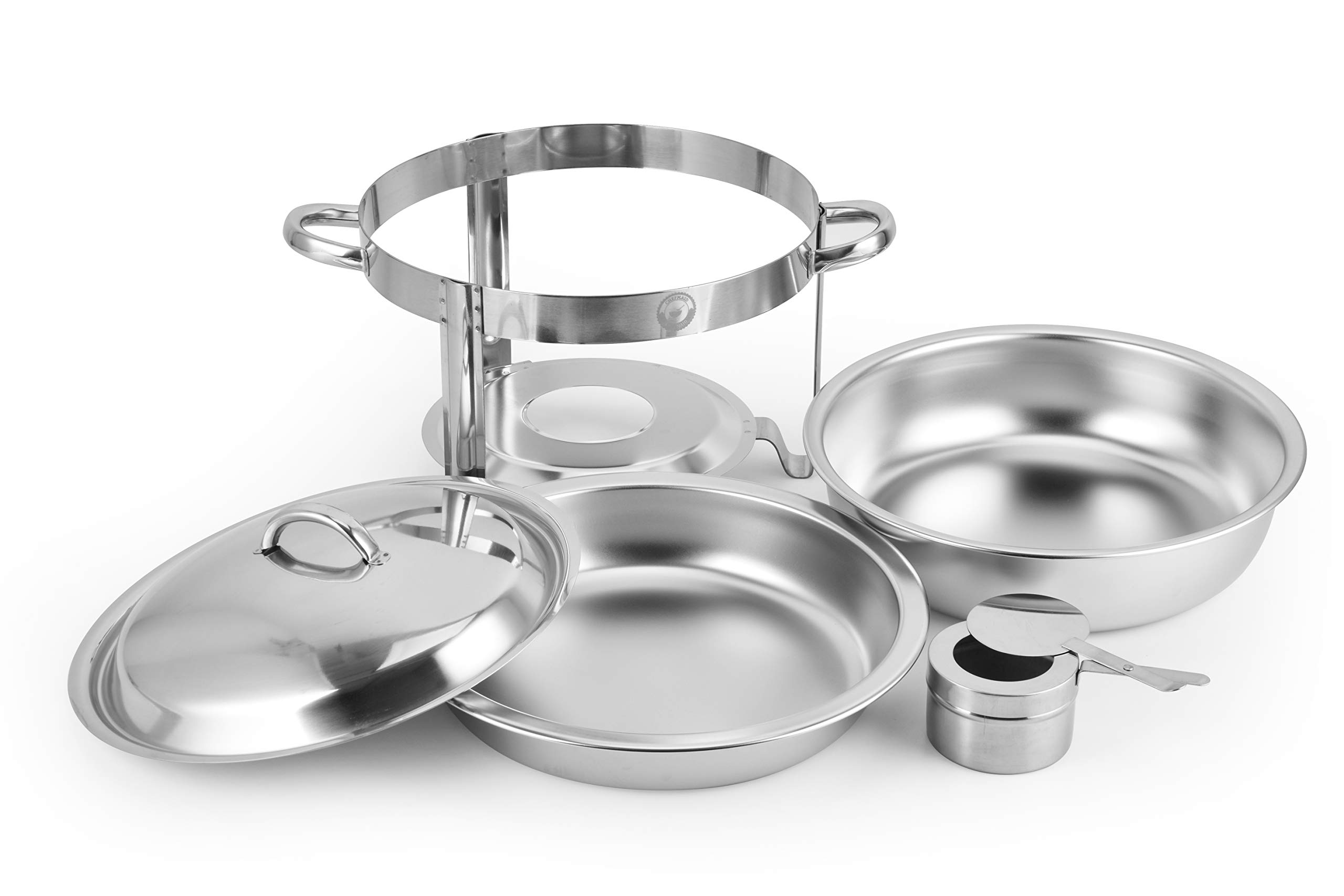 2-Pack Stainless Steel Round Chafing Dish Buffet Set - 4 Quart Capacity Each - Perfect for Catering, Buffets, and Party Food Serving