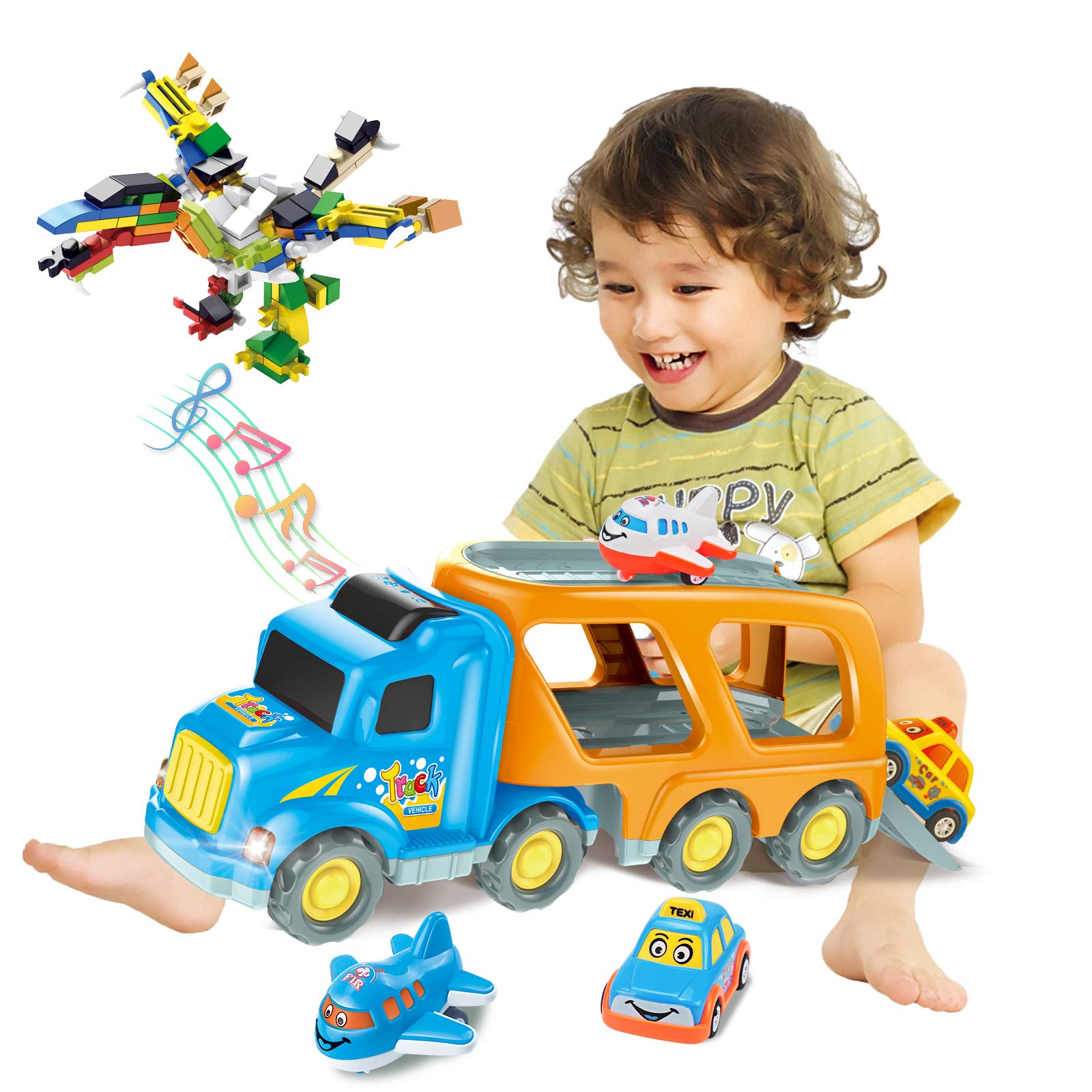 **Best Construction Truck Toy Set for Kids Ages 3-5 - Friction Powered Vehicles with Lights & Sounds - Carrier Truck, Excavator, Cement Mixer - Perfect Gift for Toddlers & Preschoolers (Ideal for Playtime, Birthday Gifts & Learning Fun)**