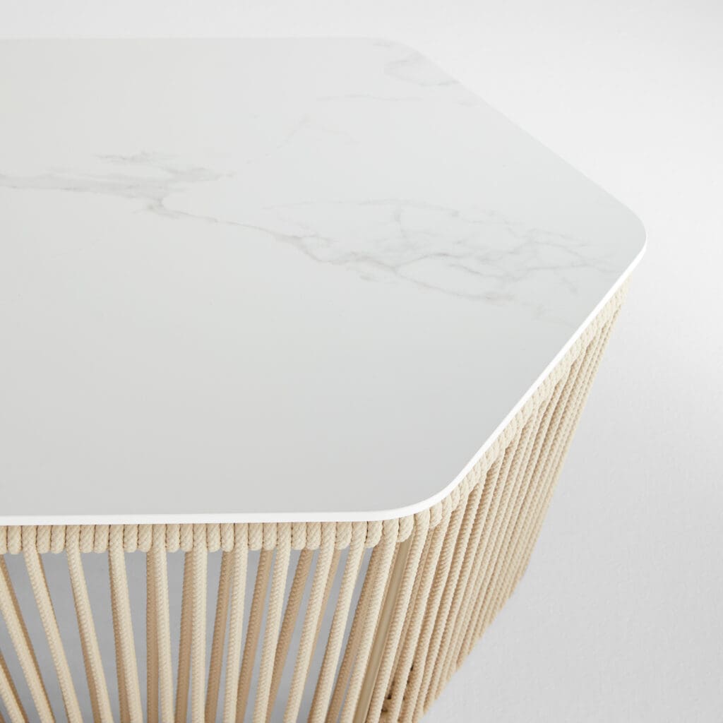 Hexagon Side Table - Beige and White Modern Accent Table for Living Room, Bedroom, or Office | Stylish Geometric End Table by Cyan Design 11753