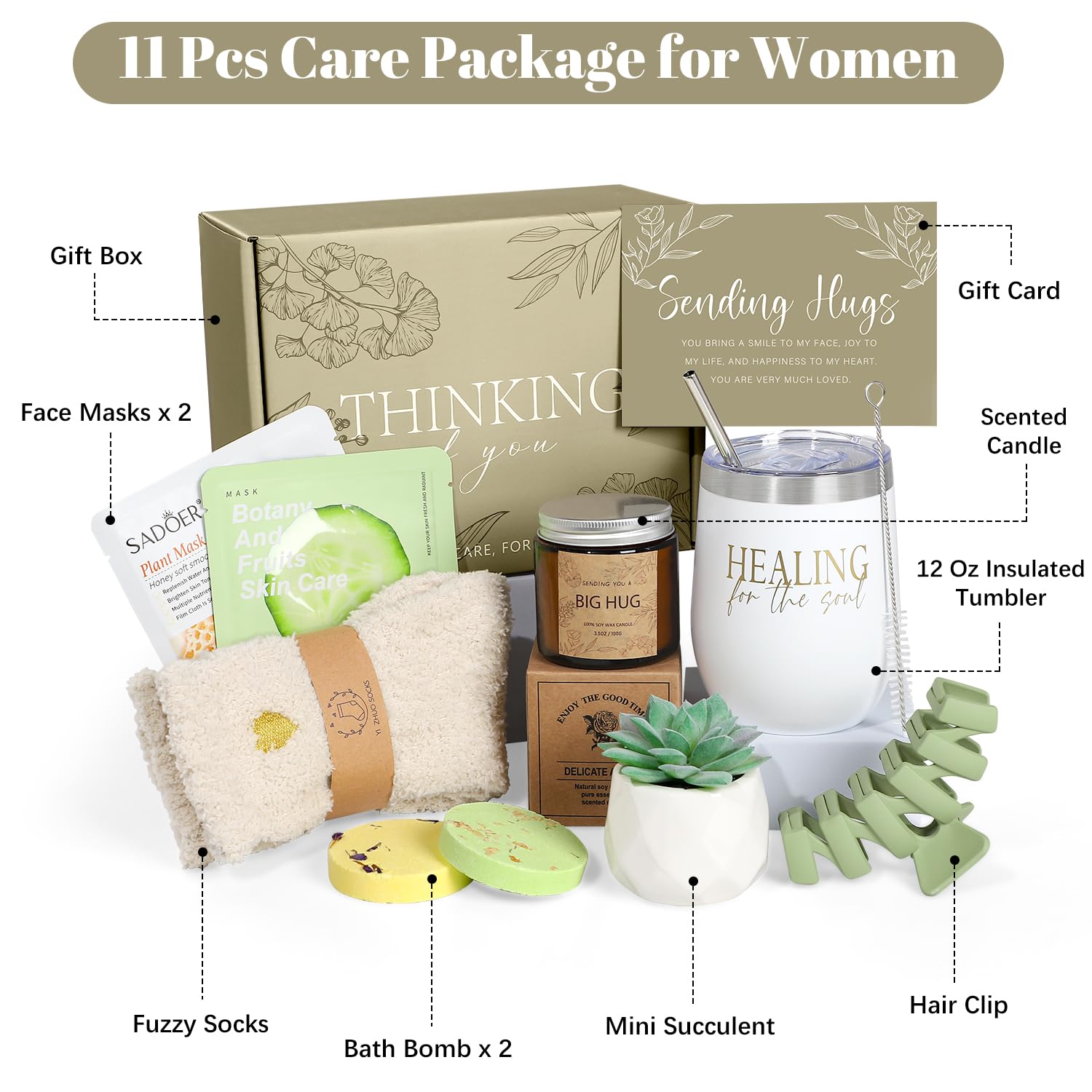 Thinking of You Care Package for Women - Get Well Soon Gift Basket for Sick Friend After Surgery, Sympathy & Self-Care Spa Gifts | Perfect for Recovery, Hospital Stay, and Comforting Loved Ones