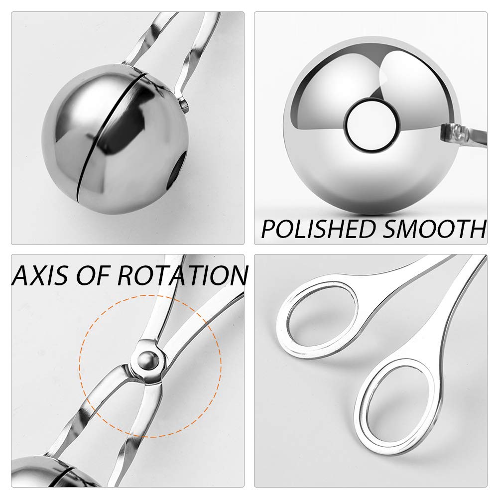 2PCS Stainless Steel Meat Baller & Melon Baller Set - Kitchen Tool for Making Meatballs, Cake Pops, Cookies, Ice Cream & Fruit Balls - Perfect for Baking, Cooking & Food Prep