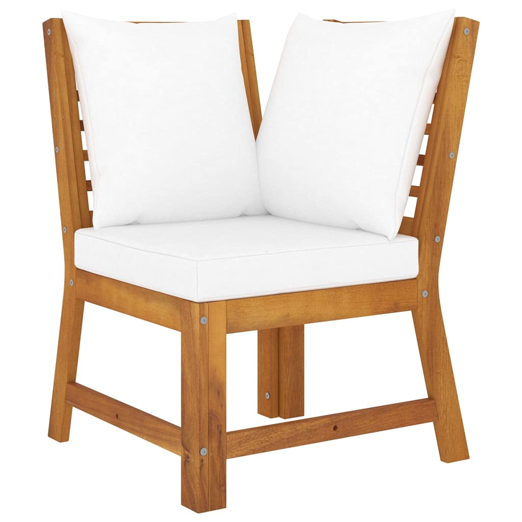 vidaXL 6-Piece Patio Lounge Set - Outdoor Sectional Sofa with Cushions, Modern Cream Acacia Wood Furniture for Backyard, Garden & Poolside Relaxation