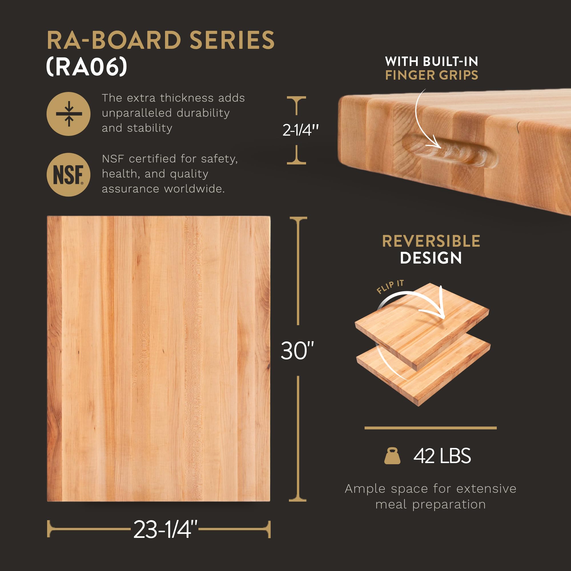 John Boos RA-Board Large Reversible Maple Wood Cutting Board 30