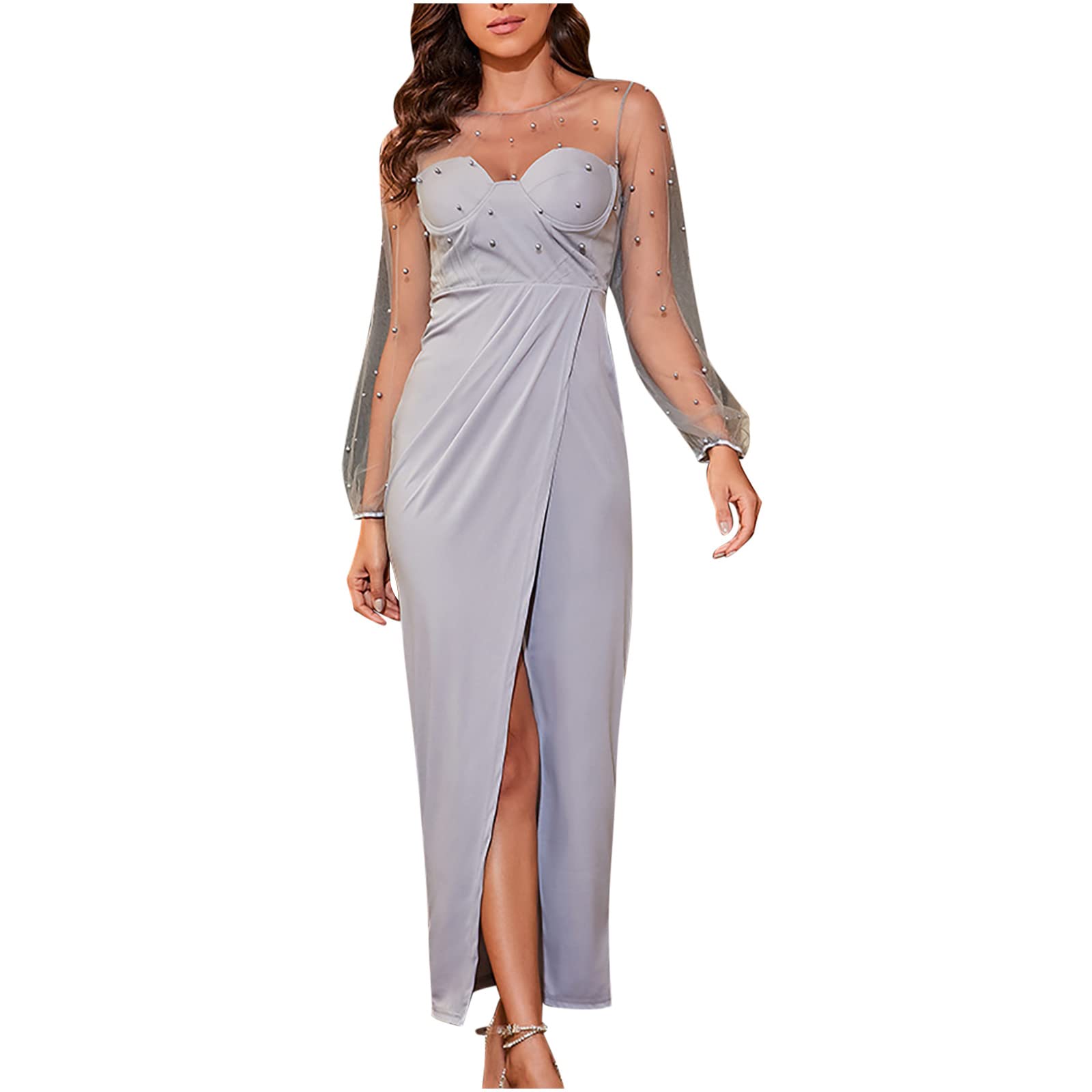 2023 Summer Dresses for Women - Long Sleeve Round Neck Sexy Strapless Backless Dress | Casual & Party Wear | Perfect for Beach, Date Night & Summer Vacations