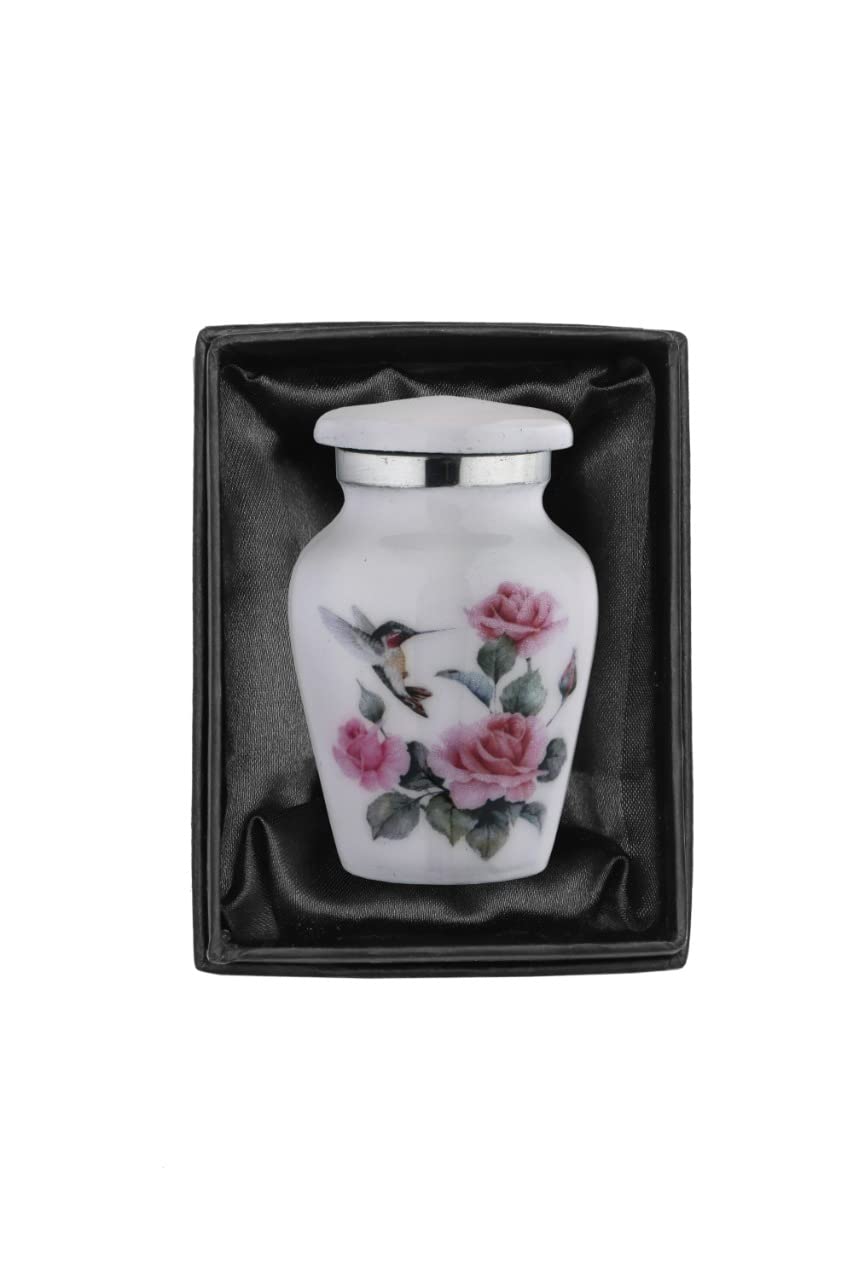 BOLD & DIVINE Handcrafted Hummingbird Keepsake Urn for Human & Pet Ashes - Small Memorial Urn with Velvet Bag & Funnel - Perfect for Home Memorials, Pet Remembrance & Travel Scattering Ceremonies