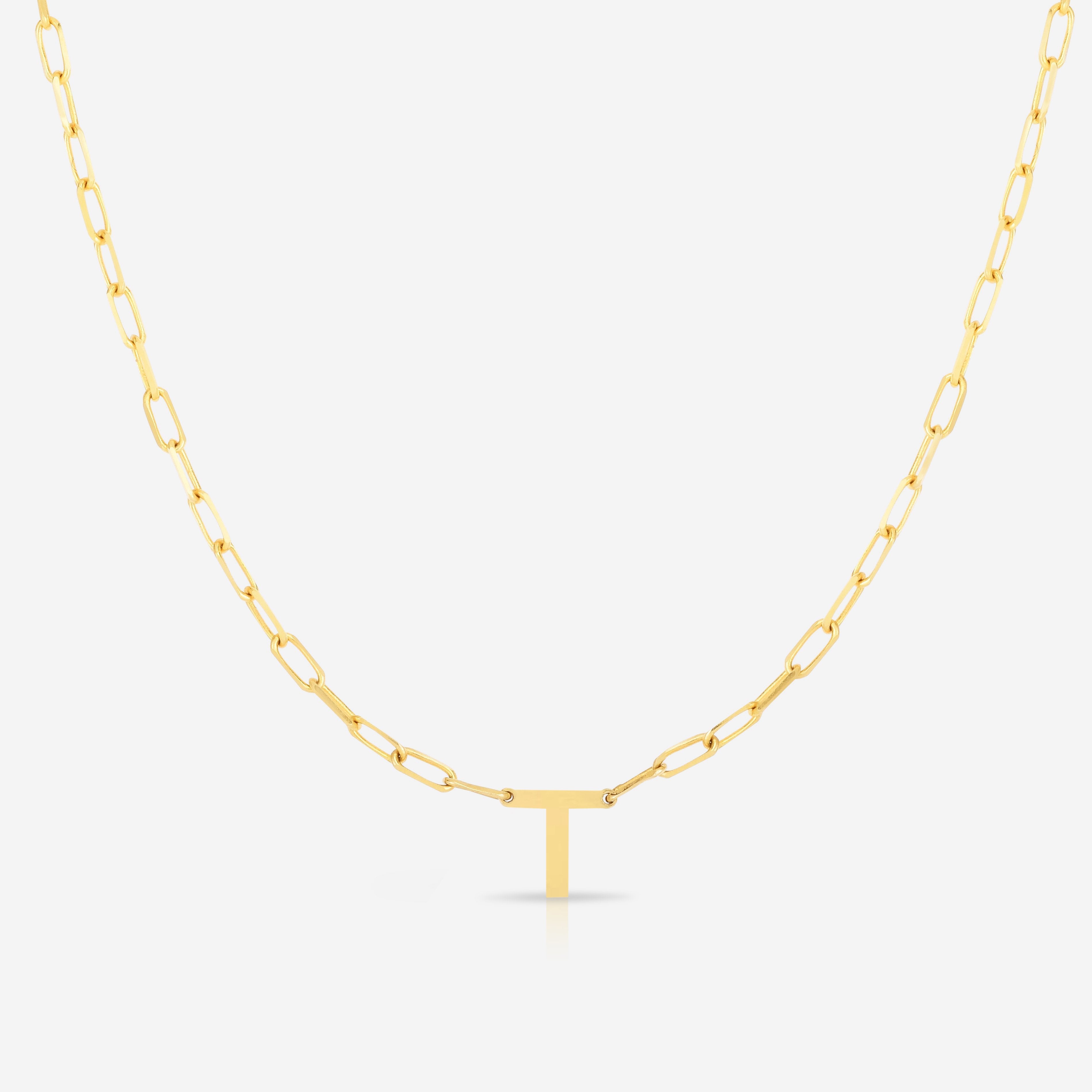 Block Initial & Link Chain Necklace for Women - Personalized Name Necklace, Dainty Layering Jewelry Gift for Her - Perfect for Birthdays, Anniversaries and Everyday Wear