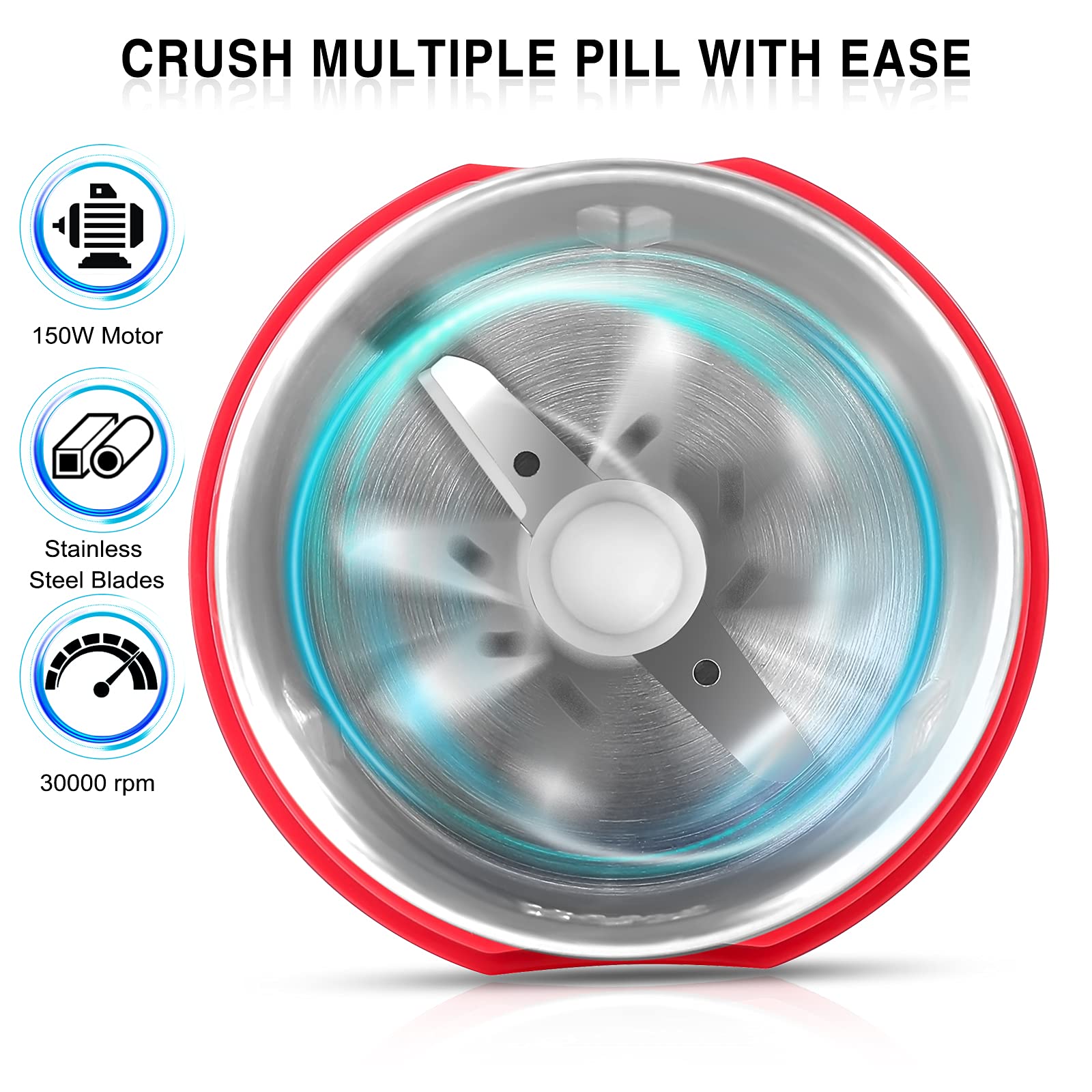 Electric Pill Crusher Grinder - Powerful Electronic Tablet Pulverizer for Small & Large Pills, Vitamins & Medications - Fine Powder for Feeding Tubes, Kids & Pets - Perfect for Elderly Care, Travel & Pet Medication