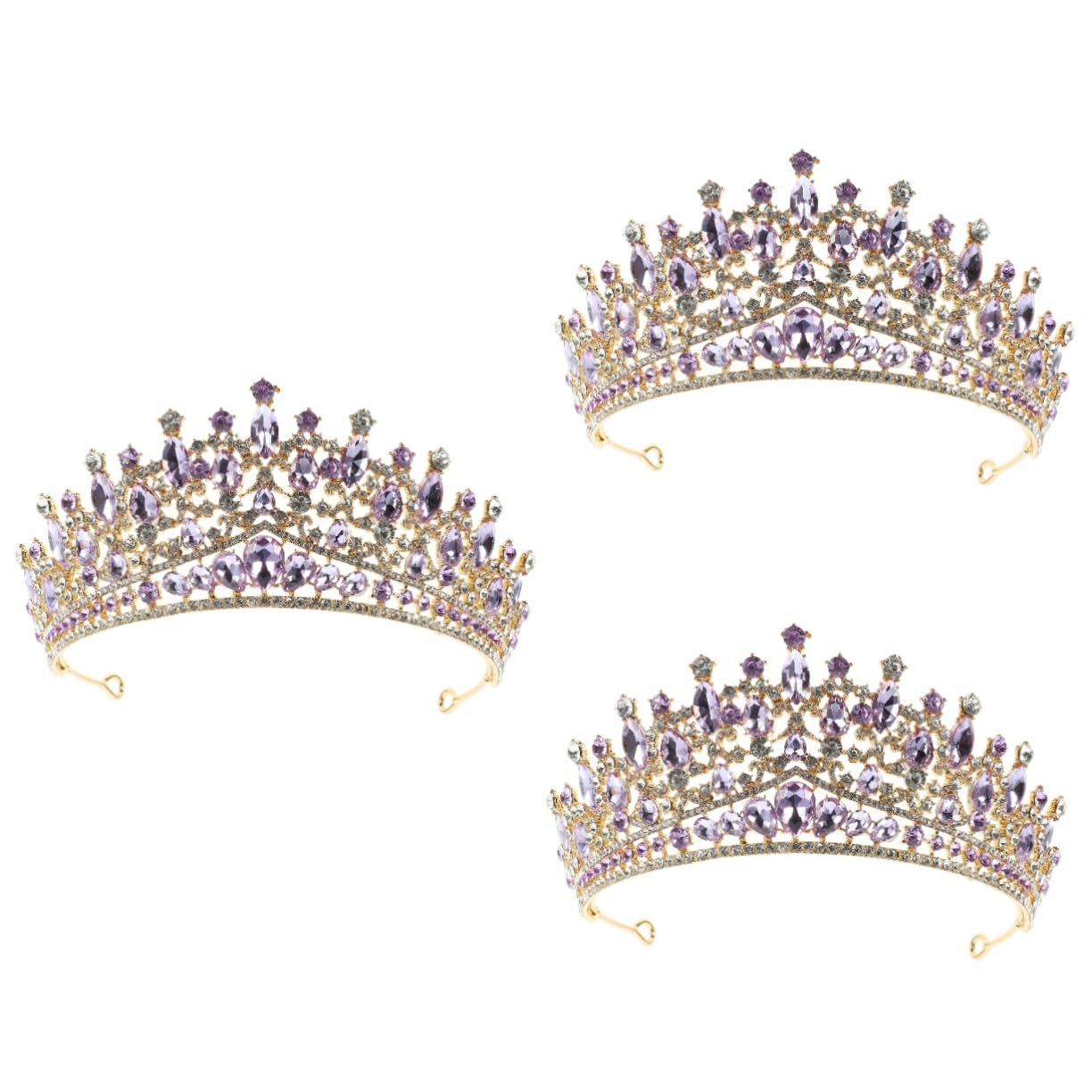 Elegant Minkissy 3-Piece Purple Bridal Tiara Set for Women – Shiny Alloy Wedding Headpiece, Birthday Party Hair Accessory, Fairy Tiara for Girls (Purple, Black, Green) | Perfect for Weddings, Prom, Cosplay & Special Occasions