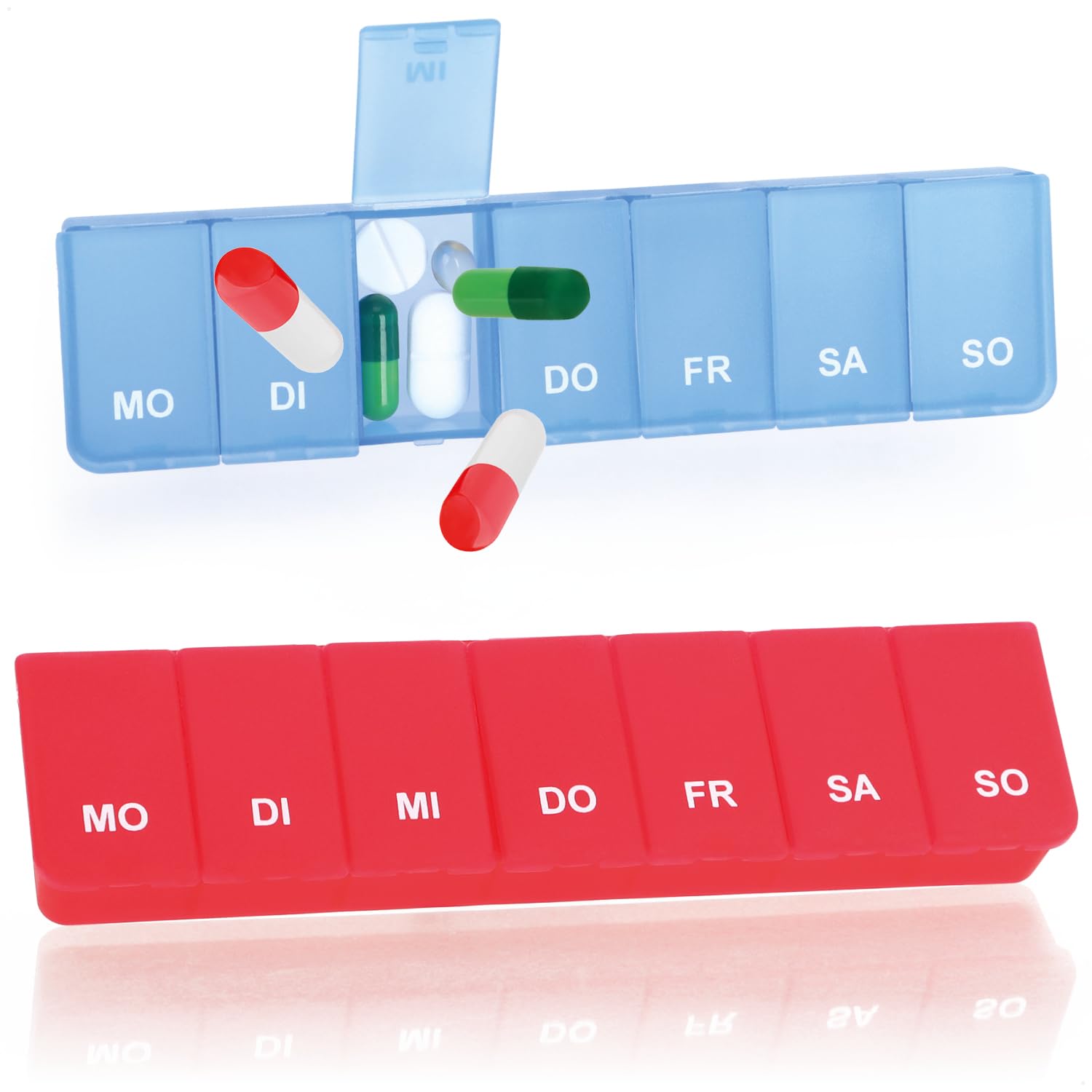 com-four® 7-Day Pill Organizer - Weekly Medicine Box with Daily Compartments for Easy Medication Storage | Perfect for Travel, Home & Office Use