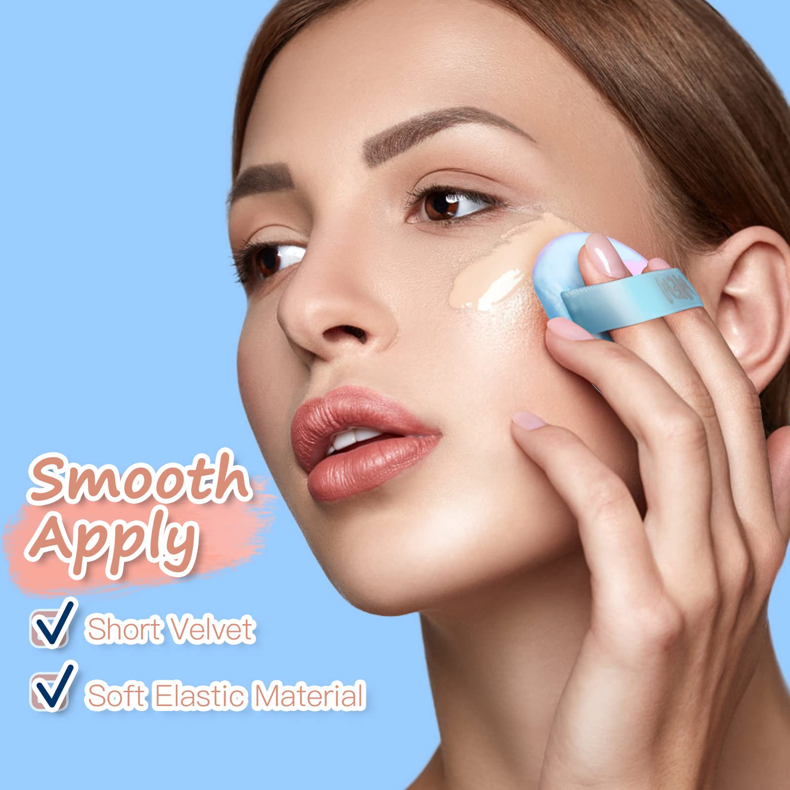 8-Piece MEM Triangle Powder Puff Set - Soft Velour Makeup Sponges for Loose & Pressed Powder Application (Wet/Dry Use) | Skin-Friendly Beauty Blenders with Satin Ribbon Handle | Perfect for On-the-Go Touchups & Professional Makeup Application