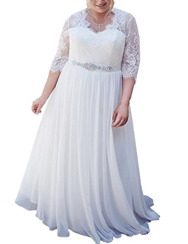 Mulanbridal Elegant Applique Lace Wedding Dress for Women - V Neck Plus Size Beach Bridal Gown | Perfect for Beach Weddings, Destination Ceremonies & Romantic Photoshoots