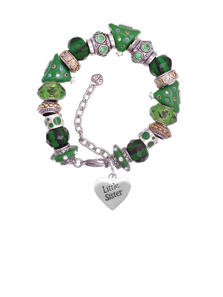 Delight Jewelry Silver-Tone Sister Heart Beaded Bracelet - Big/Little Sister Gift, 7