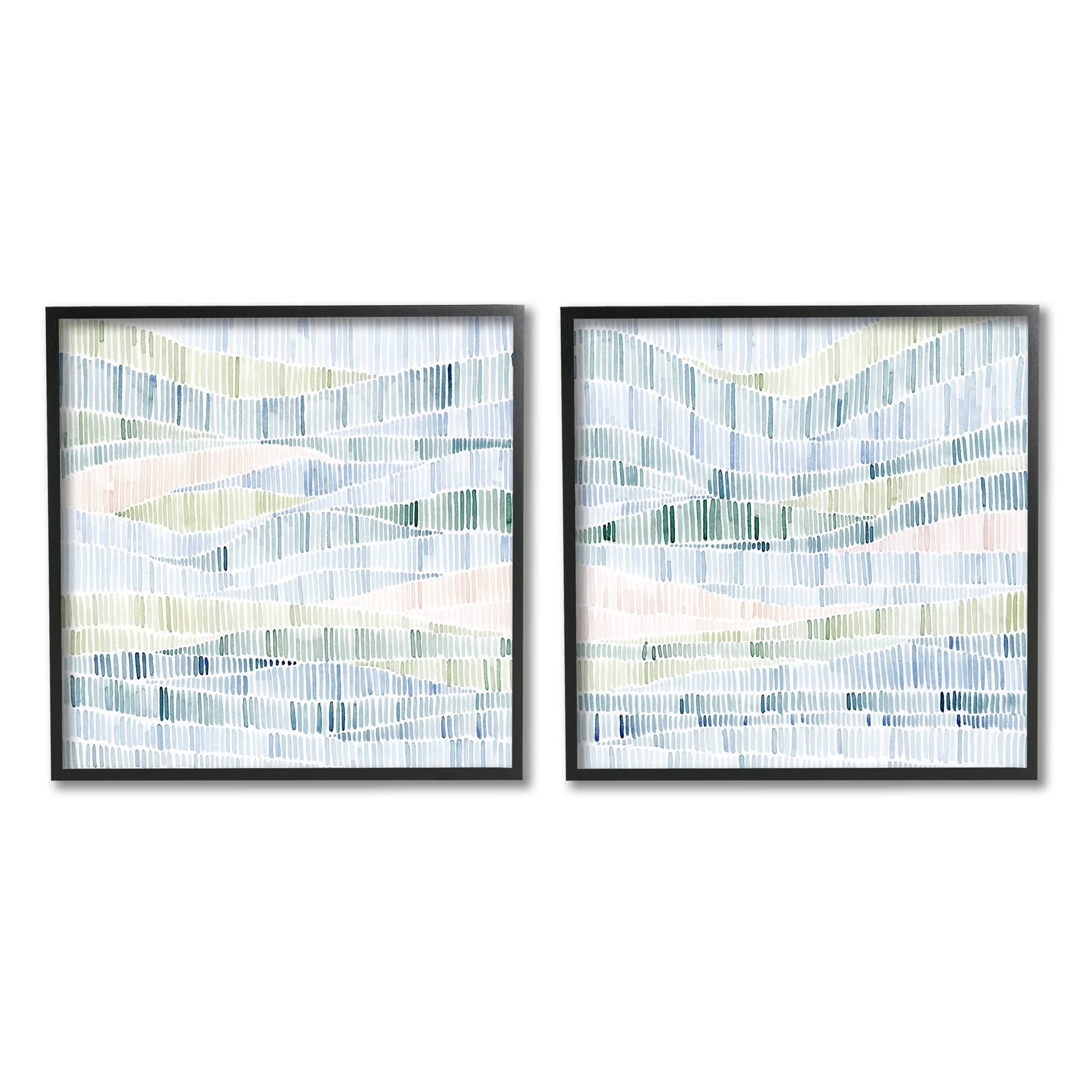 Stupell Industries Modern Abstract Nautical Landscape Wall Art - Wavy Striped Blue Pattern in Black Frame - Perfect for Beach House, Coastal Decor & Living Room Wall Decor