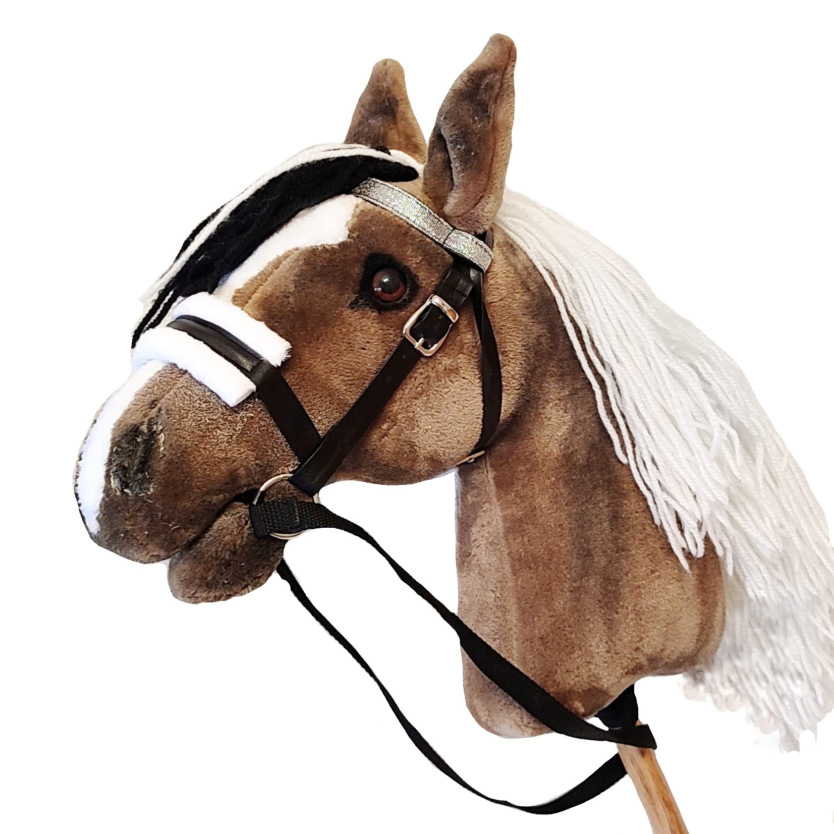 Premium Brown Stick Hobby Horse Plush Toy with Bridle - Soft Stuffed Riding Horse for Kids, Pretend Play & Outdoor Activities - Perfect Gift for Children's Birthday & Imaginative Play