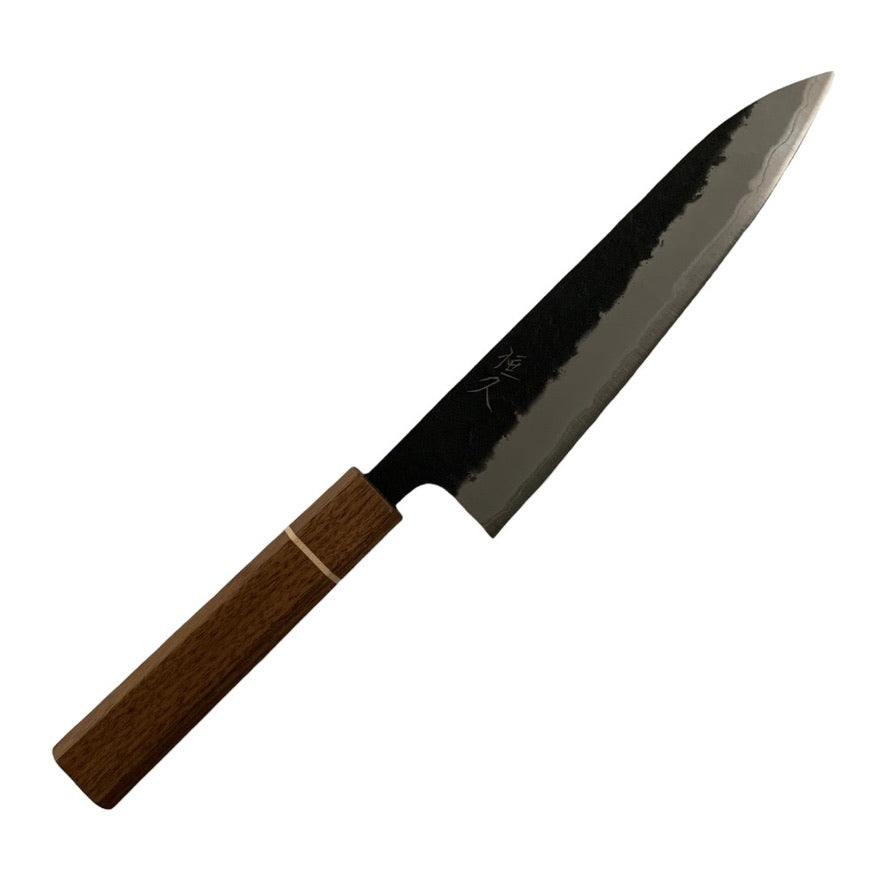Tsunehisa AS Kurouchi Nashiji Gyuto 180mm Japanese Chef Knife with Premium Sanjo Walnut Handle - Perfect for Home Cooking, Professional Kitchens & Meat Cutting