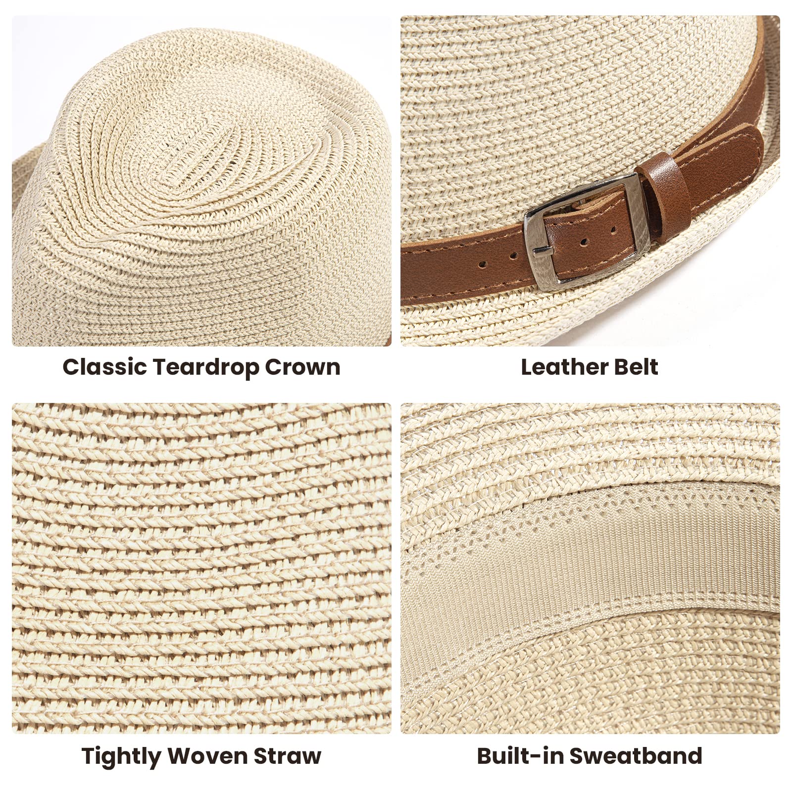 Stylish Straw Fedora Hat for Men & Women - Breathable Summer Sun Hat with Wide Brim - Perfect for Beach, Outdoor Activities, and Fashion Accessories
