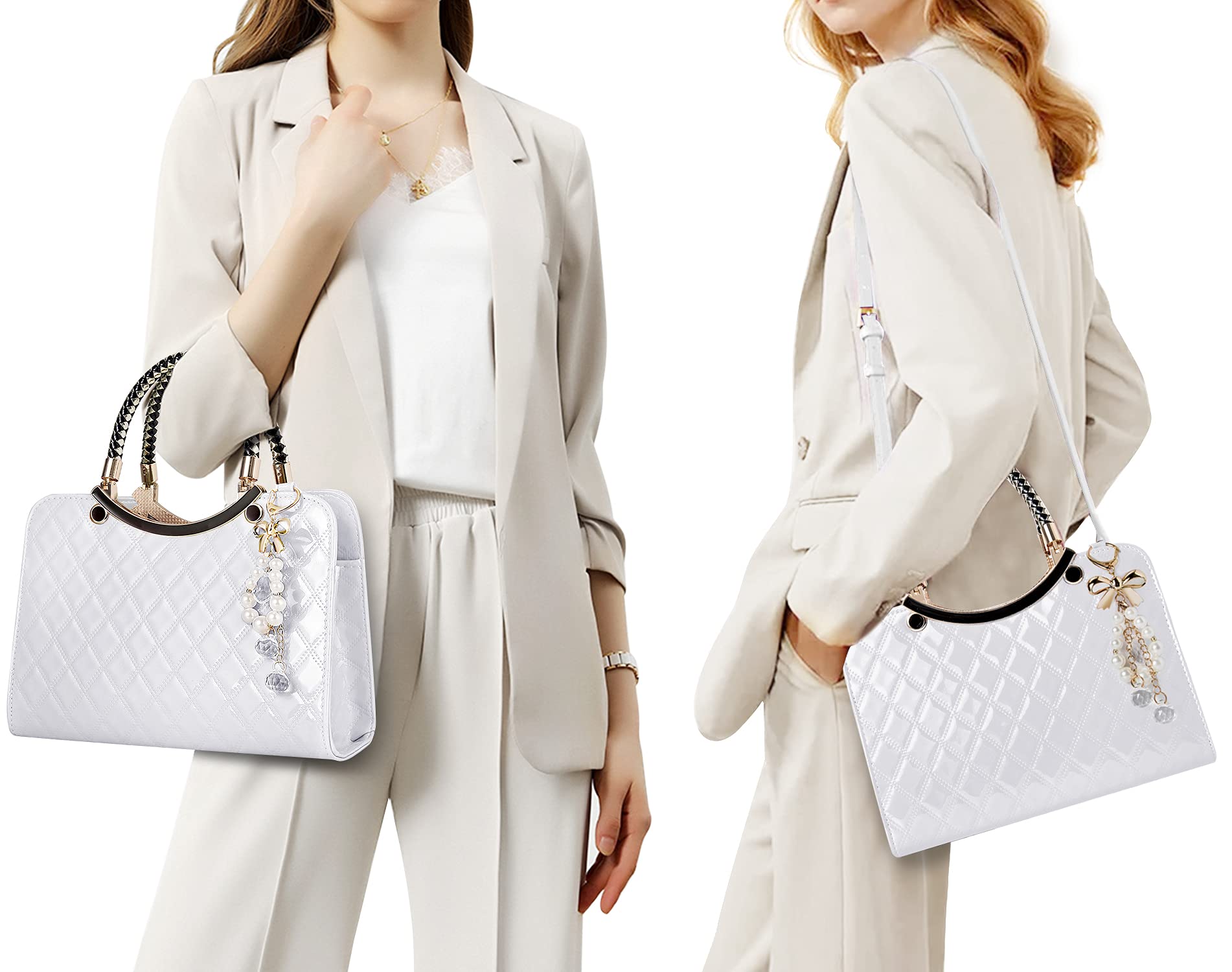 Shiny Patent Leather Women's Handbags - Fashion Top Handle Satchel Purse & Crossbody Shoulder Bag for Work, Party & Daily Use
