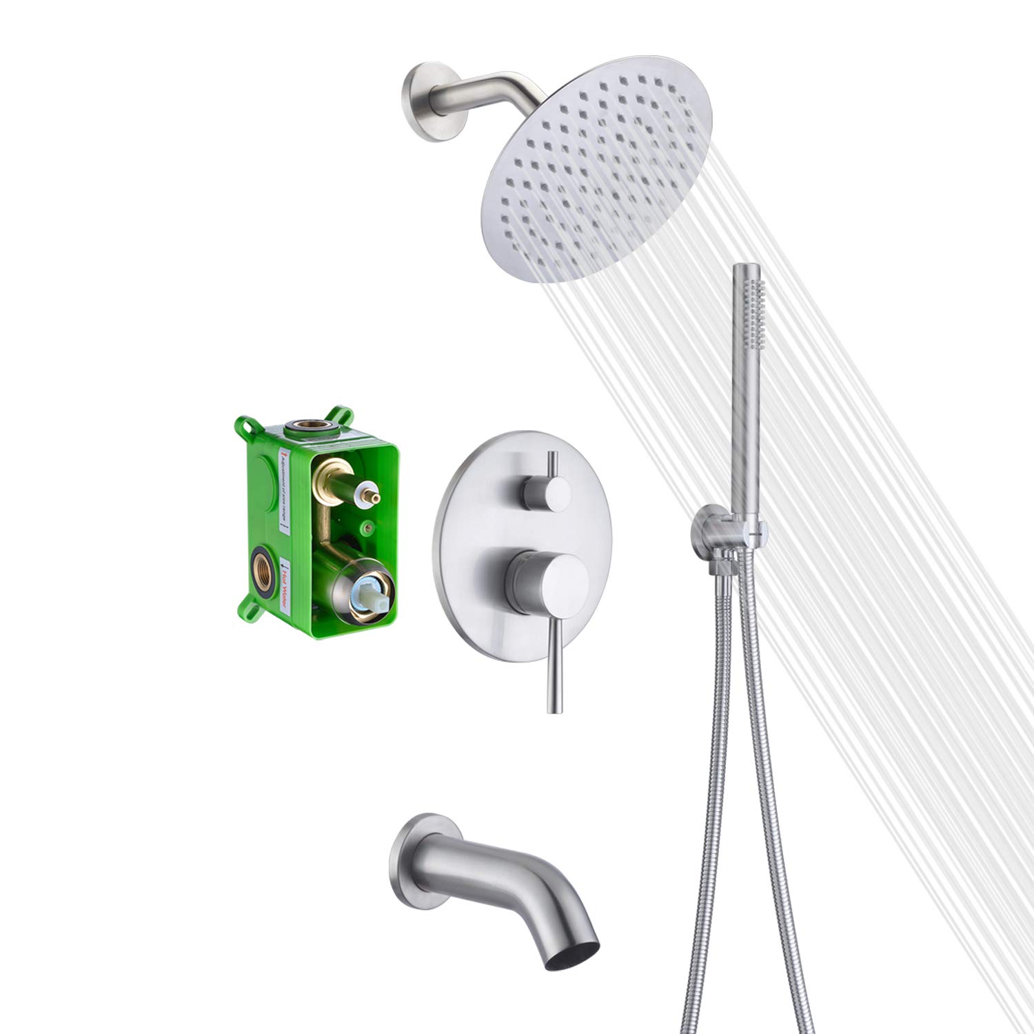 Premium Brushed Nickel Shower System with 8