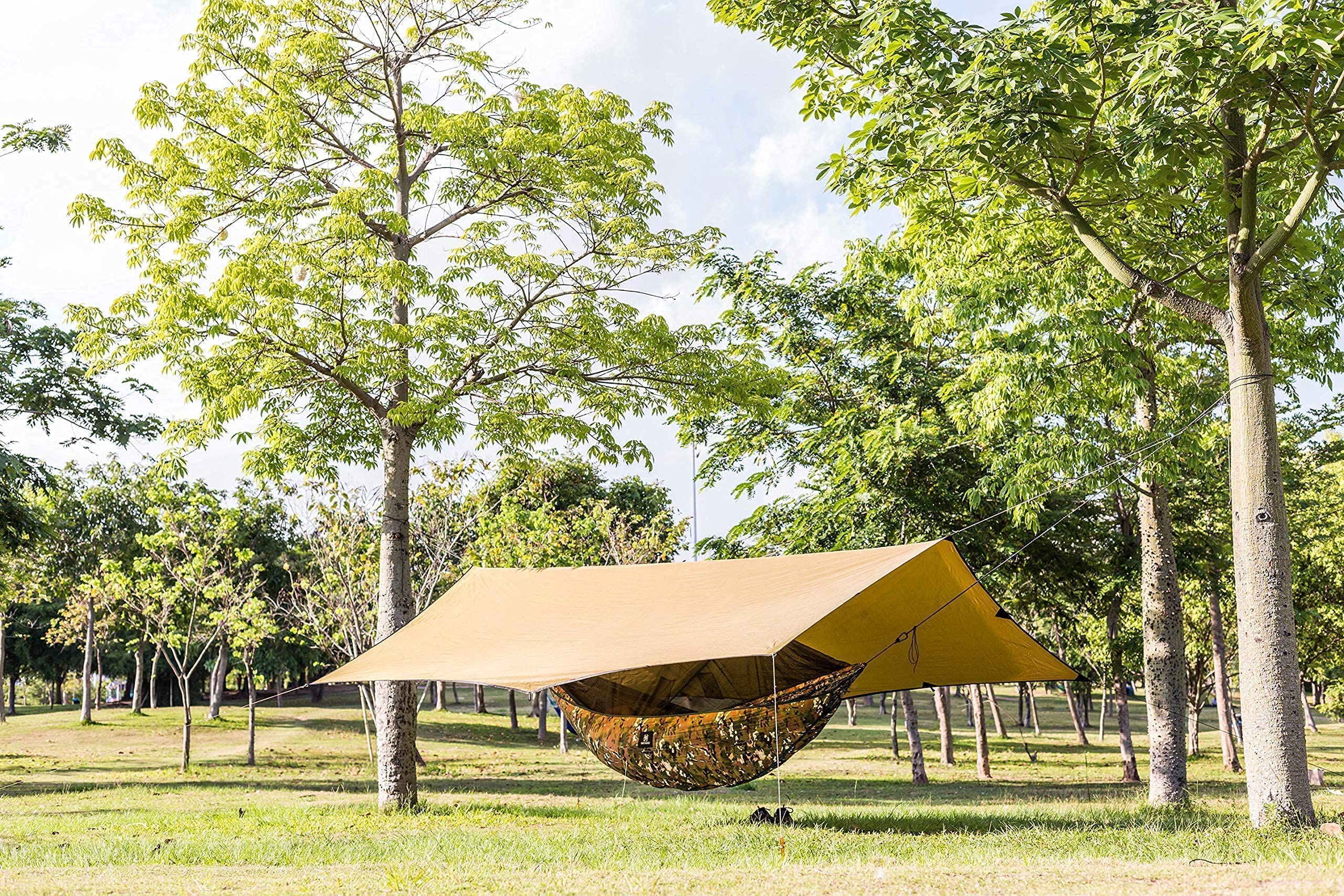 OneTigris Hideout Hammock Underquilt & Bulwark All-Season Camping Tarp - Lightweight Insulated Hammock Gear for Backpacking, Hiking and Outdoor Adventures