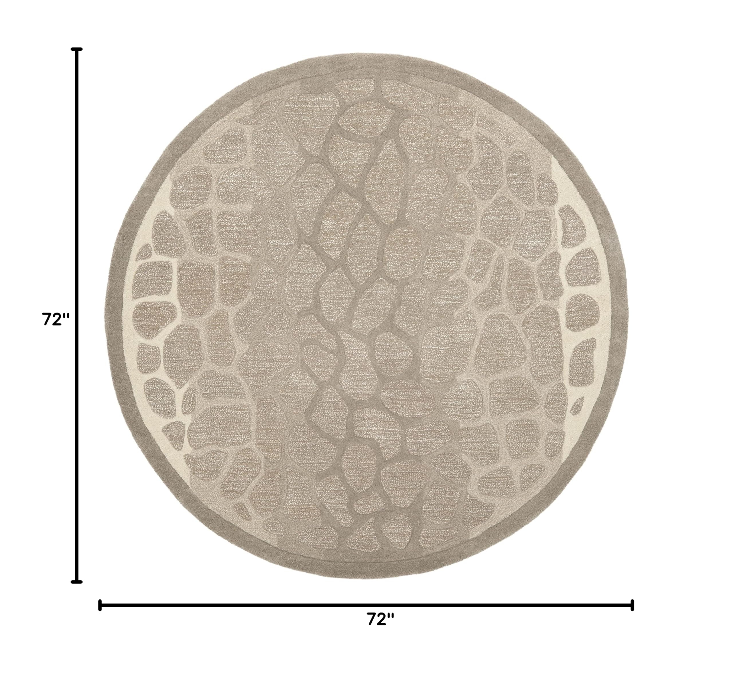 MARTHA STEWART x SAFAVIEH 6-Foot Round Beige Handmade Wool & Viscose Area Rug MSR3615B - Perfect for Living Room, Bedroom, or Dining Room Decor