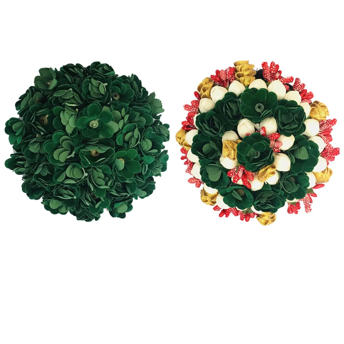 Arooman™ 2-Pack Green Artificial Flower Hair Jewelry Set - Bridal Gajra & Bun Hair Accessories for Women & Girls | Perfect for Weddings, Parties & Festive Occasions