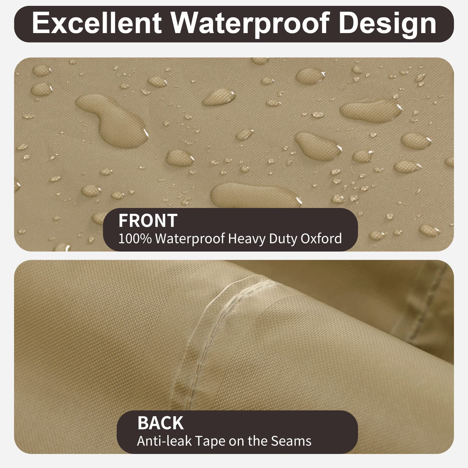 PureFit Outdoor Sectional Sofa Cover - Waterproof V-Shaped Patio Furniture Protector for Deck, Lawn & Backyard - 100”x100” Camel - Perfect for Rain, Sun & Snow Protection