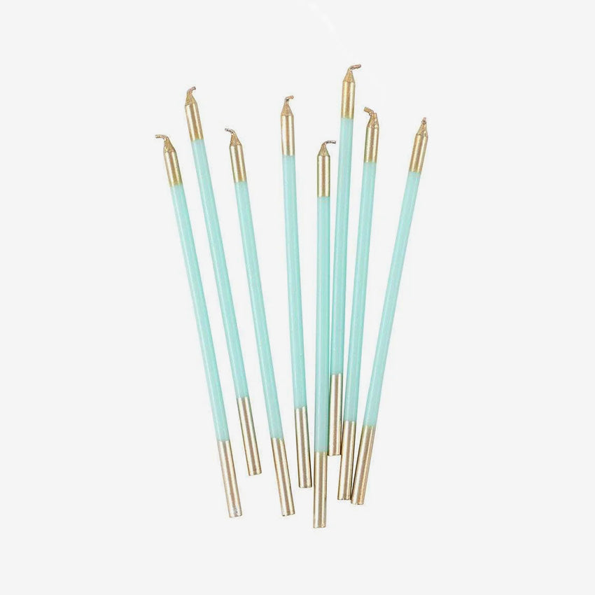 Caspari Birthday Slim Candles - Elegant & Slim Taper Candles for Birthday Cakes, Party Decorations & Special Celebrations