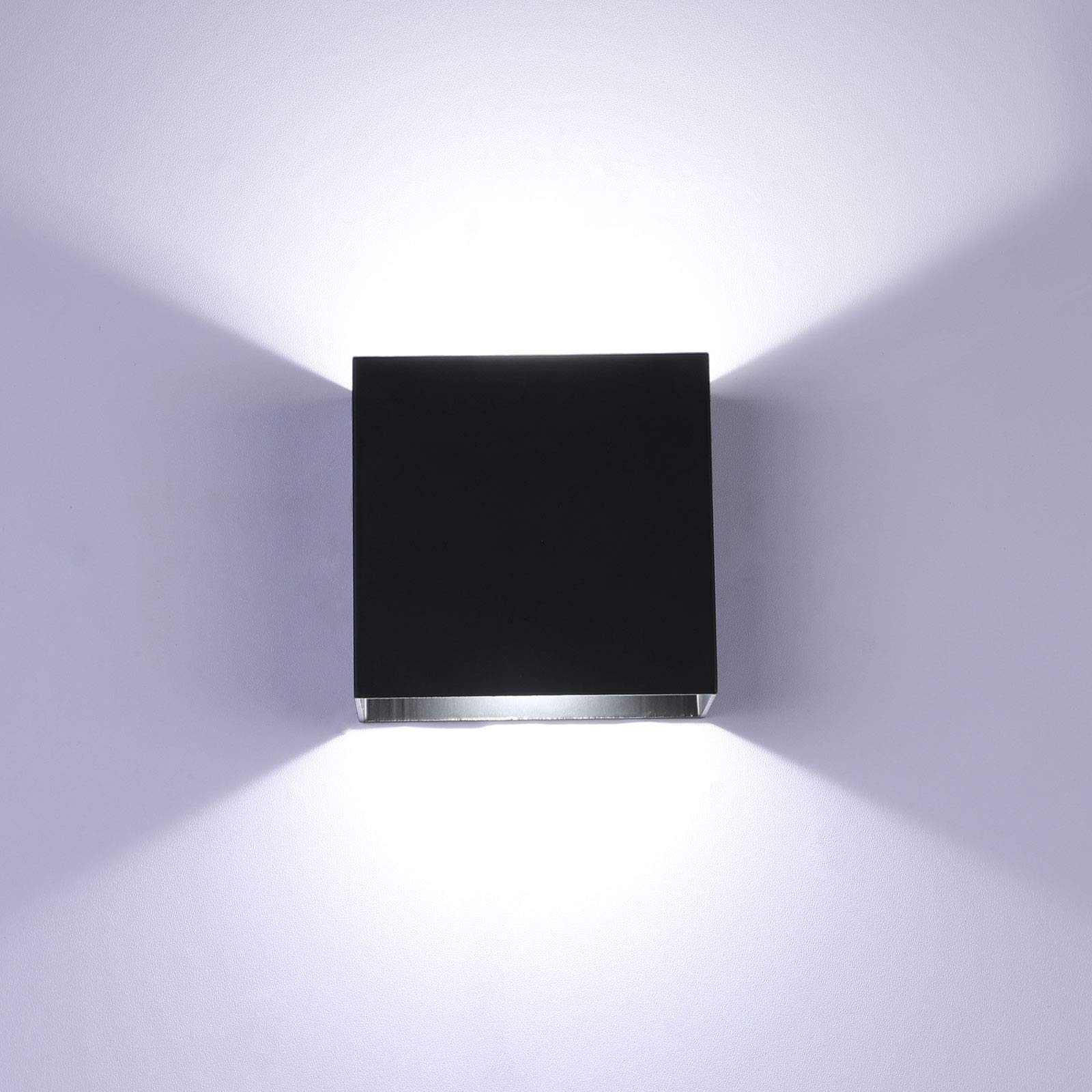 Dimmable Mini LED Wall Sconces 10W - Modern Black Up Down Wall Mount Lights for Living Room, Hallway & Bedroom - Cool White Metal Decor (O1186TP) - Perfect for Ambient Lighting & Space-Saving Home Decor