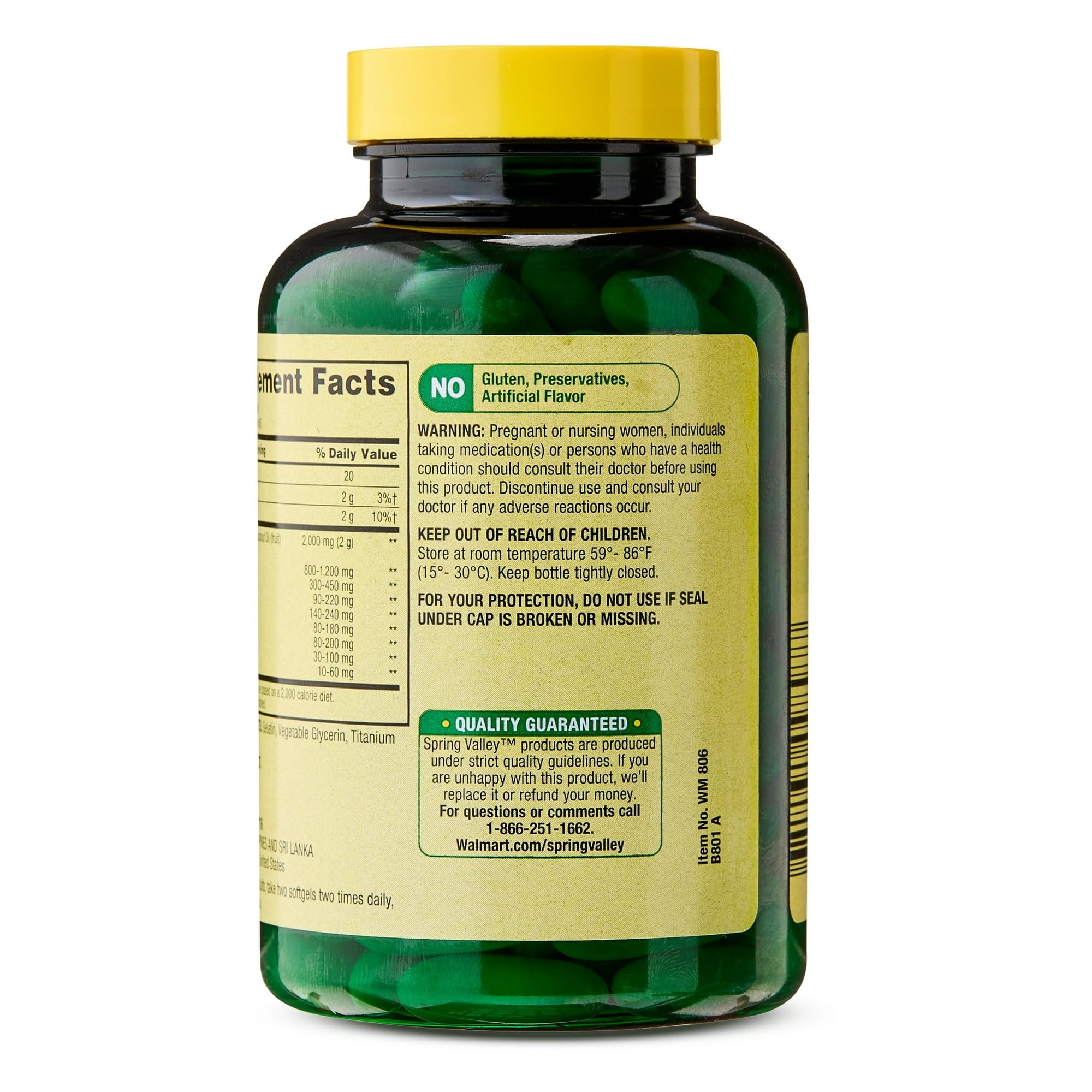 Spring Valley Extra Virgin Coconut Oil Softgel Capsules 1000mg - 90 Count (Pack of 1) | Supports Heart Health & Energy Boost | Perfect for Cooking, Smoothies & Hair Care
