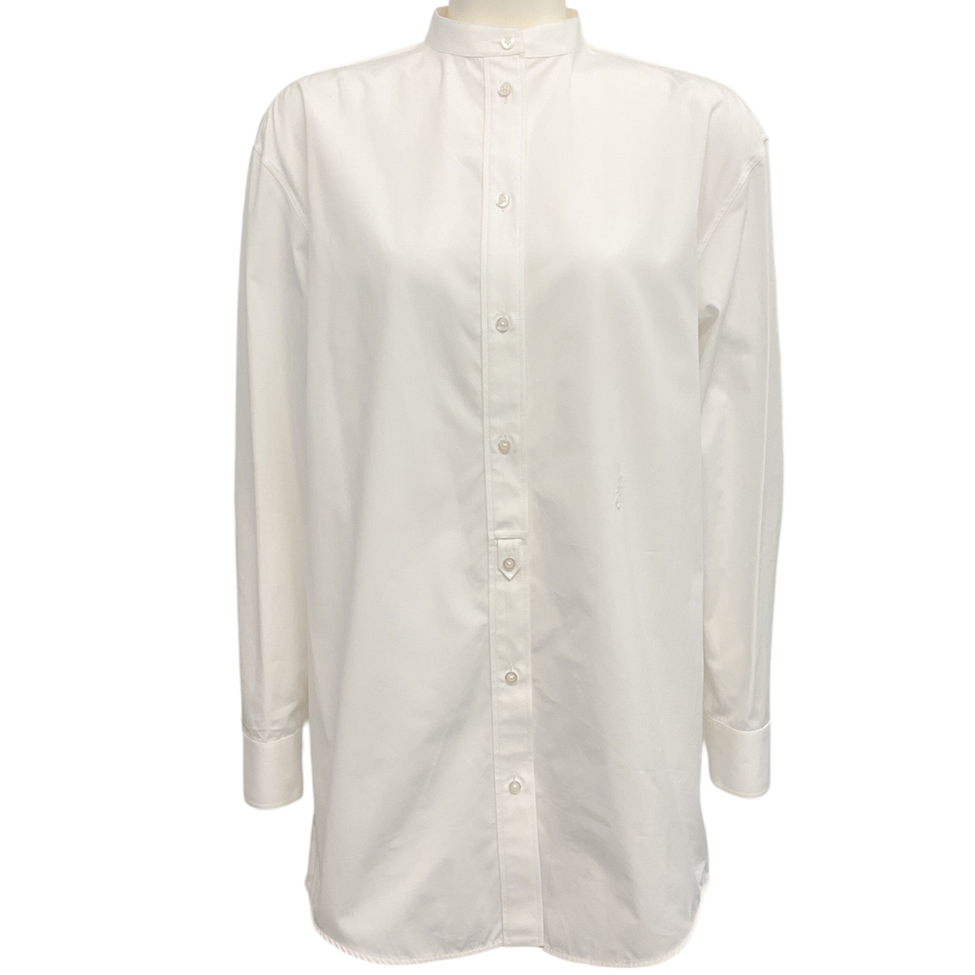 Jill Sander Wednesday White Cotton Collarless Blouse for Women - Elegant Office Wear & Casual Chic Outfits