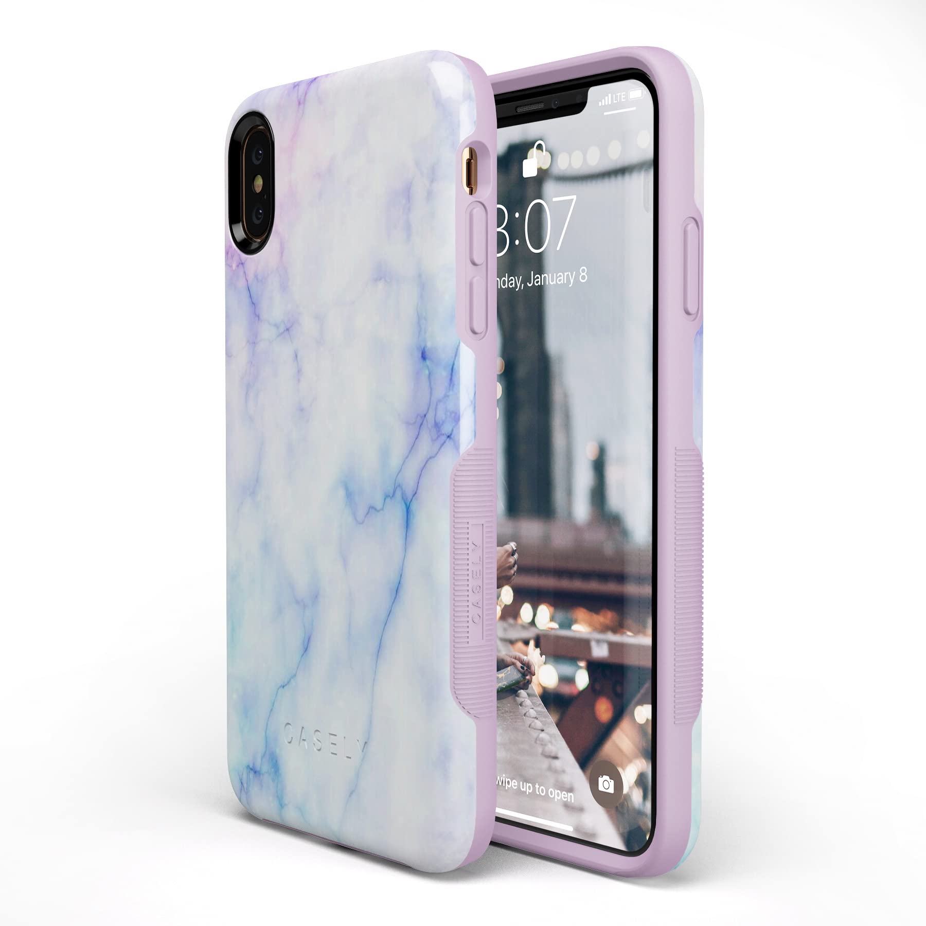 Casely iPhone Xs Max Case - Blue & Purple Cotton Candy Marble Protective Phone Cover | Slim Fit, Shockproof & Scratch Resistant | Perfect for Everyday Use, Travel & Outdoor Activities