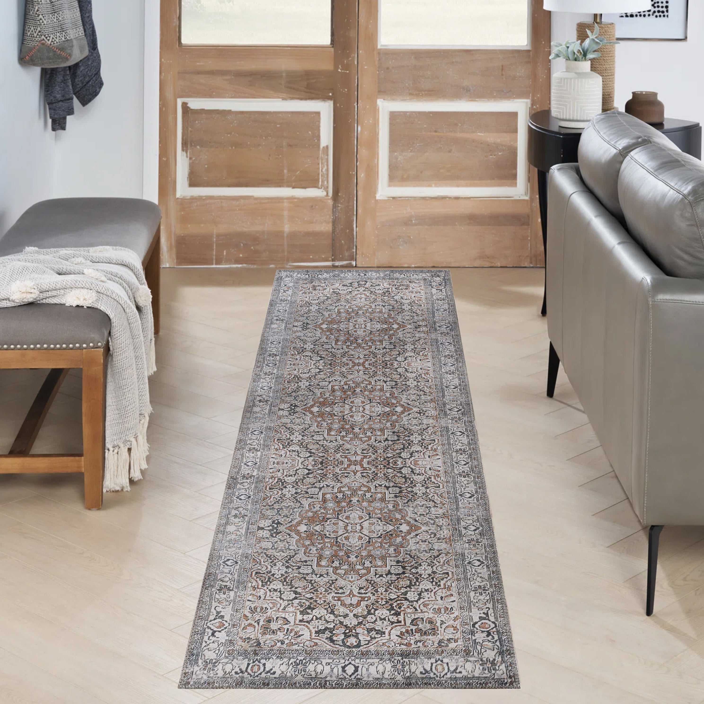 Elodi Geometric Floral Medallion Rug - Large Indoor Area Rug for Living Room, Bedroom, Dining Room | Non-Slip Soft Boho Home Decor