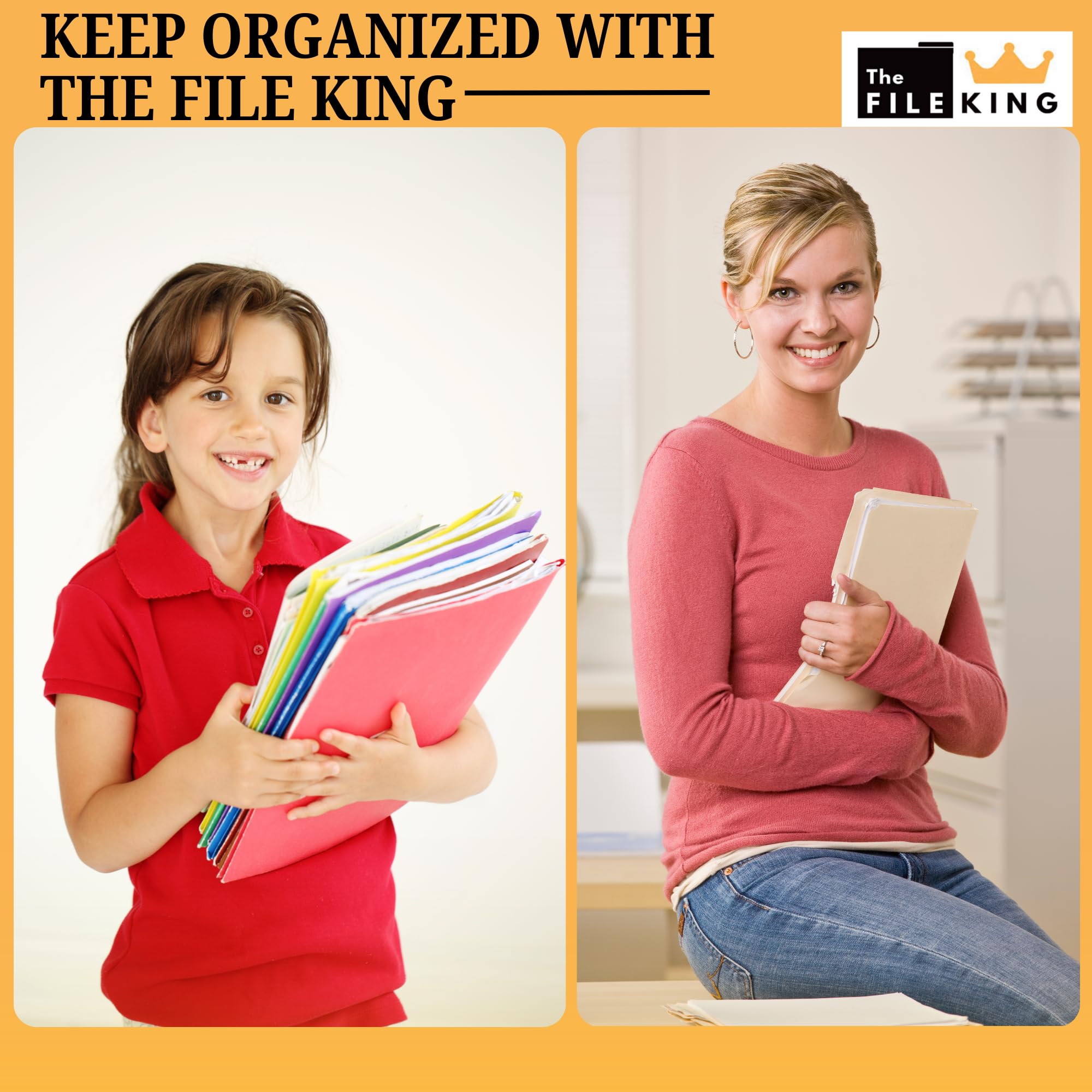 The File King 10-Pack Letter Size Accordion File Folders | Expanding File Organizer with 5.25