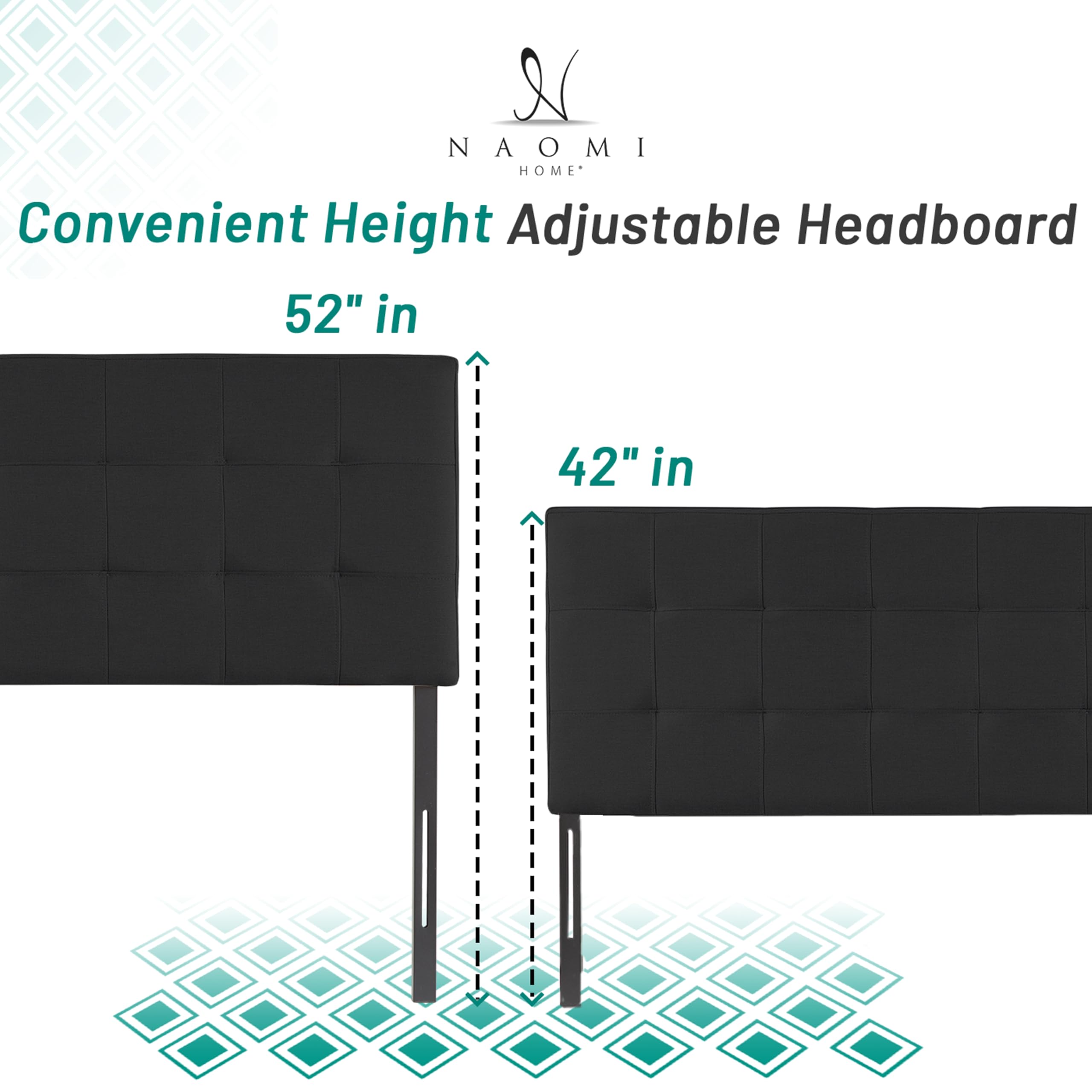 Adjustable Full Size Headboard - Dark Gray Tufted Linen for Bedroom Decor