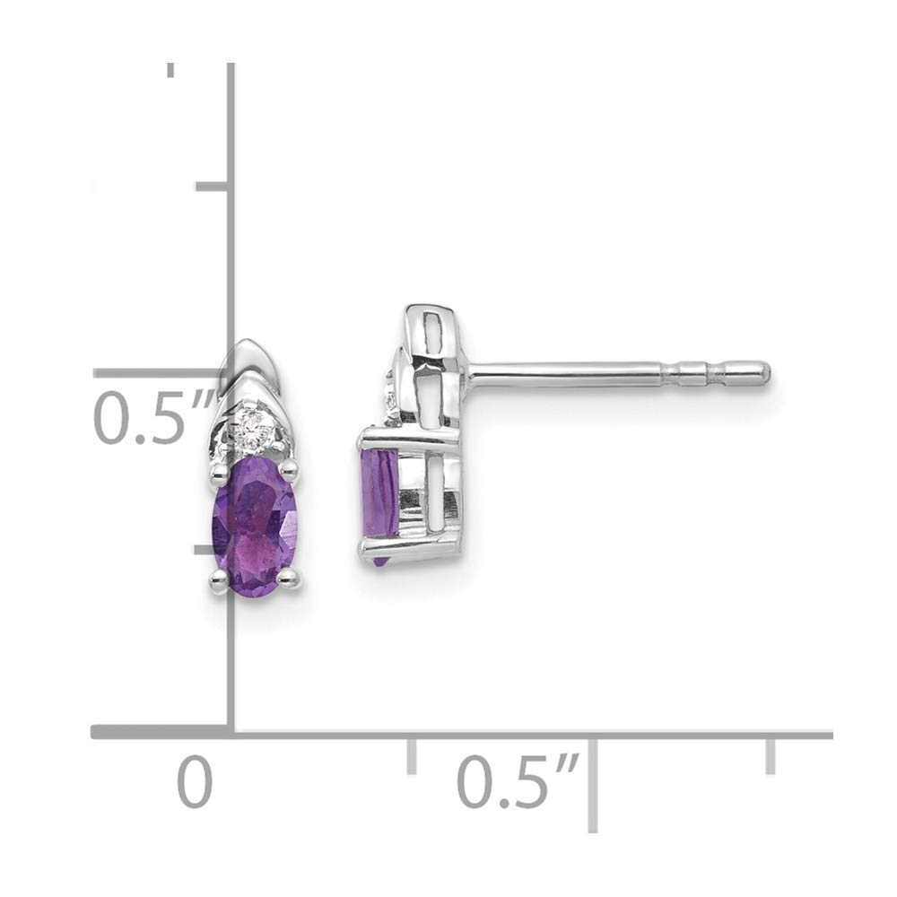 14K White Gold Genuine Amethyst and Diamond Stud Earrings for Women - Elegant Fine Jewelry Gift for Her - Perfect for Weddings, Anniversaries & Special Occasions
