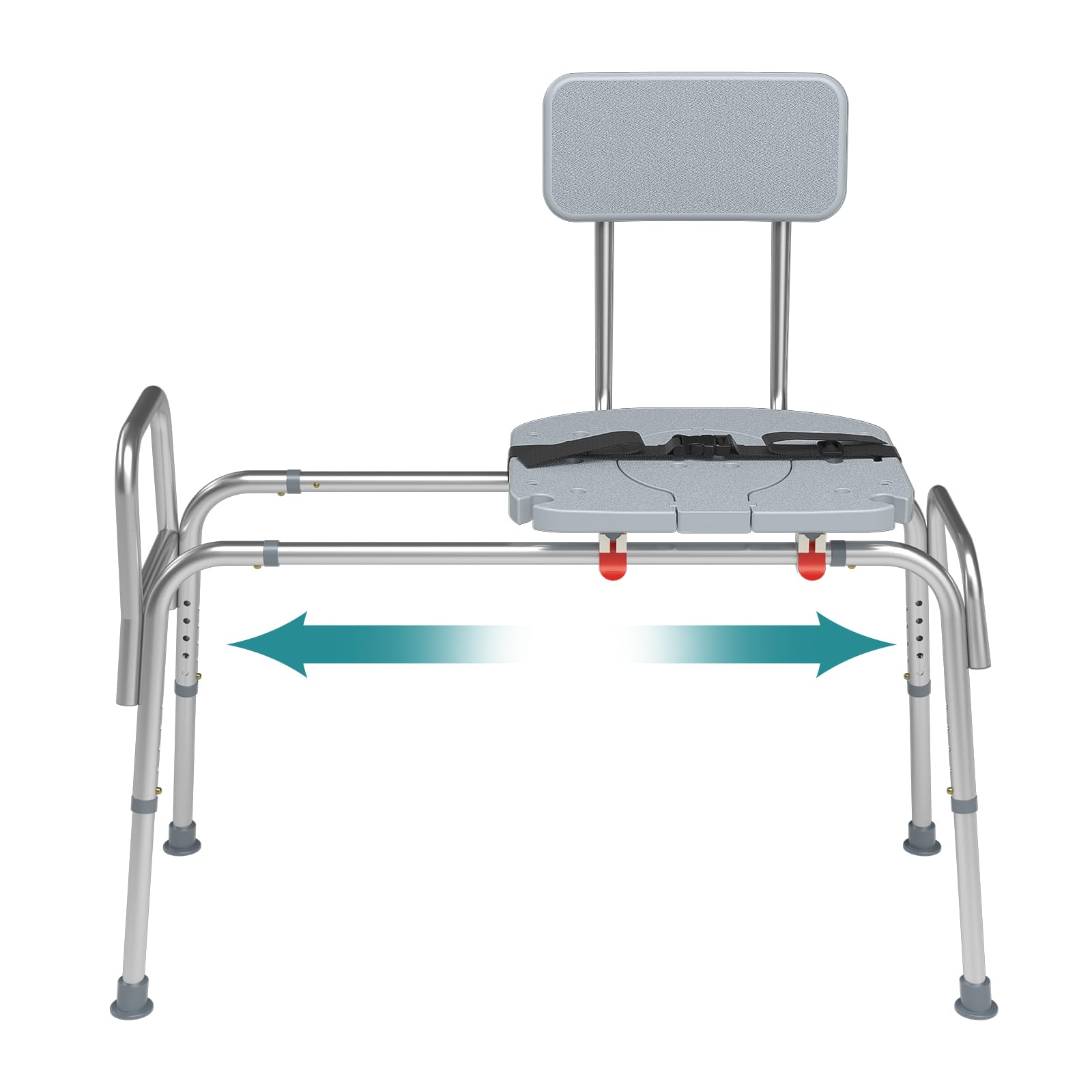 Adjustable Height Sliding Shower Chair with Non-Slip Aluminum Frame & Safety Belt - 400Lbs Capacity Shower Transfer Bench for Elderly & Handicap - Ideal for Bathroom Safety, Assisted Showering & Mobility Support