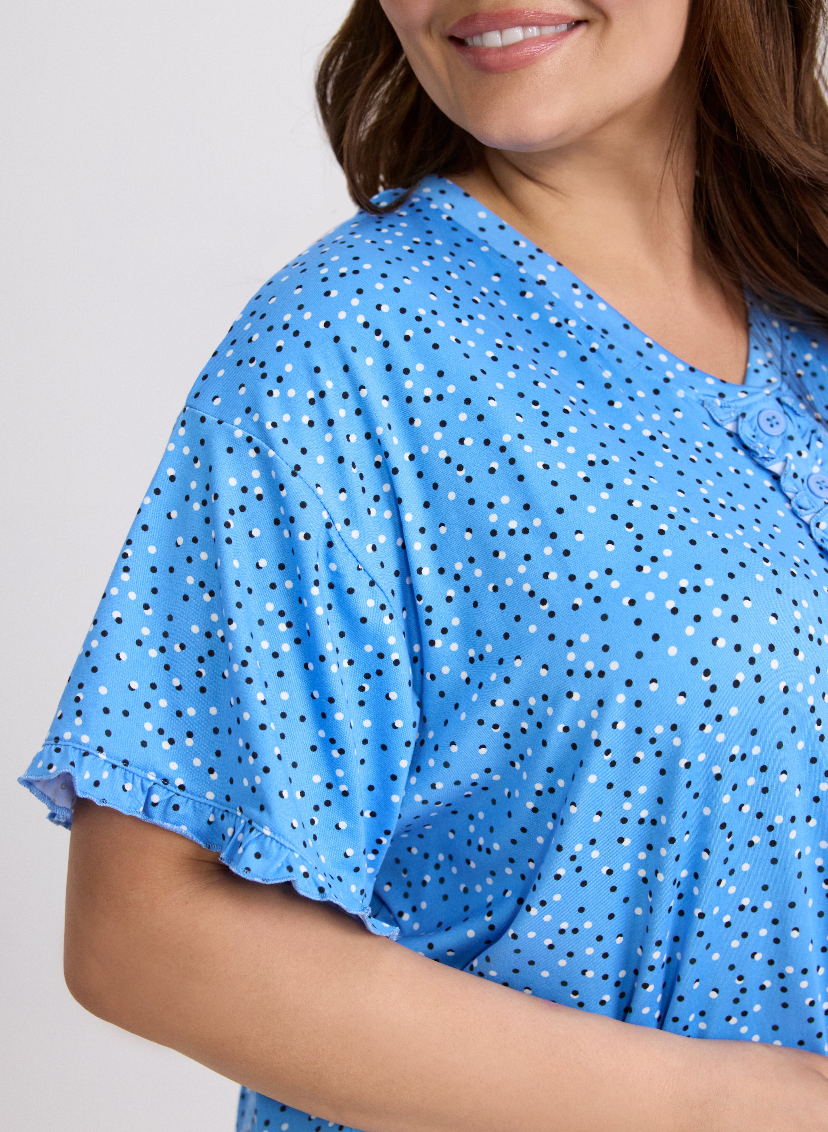 Dot Print Nightgown - Soft & Comfortable Sleepwear for Women - Perfect for Relaxing at Home or Cozy Nights