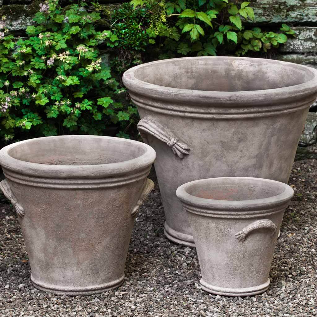 Campania International Fluted Handle Planter Set of 3 - Antico Terra Cotta Flower Pots for Indoor & Outdoor Garden Decor | Perfect for Patio, Balcony, and Home Plant Display