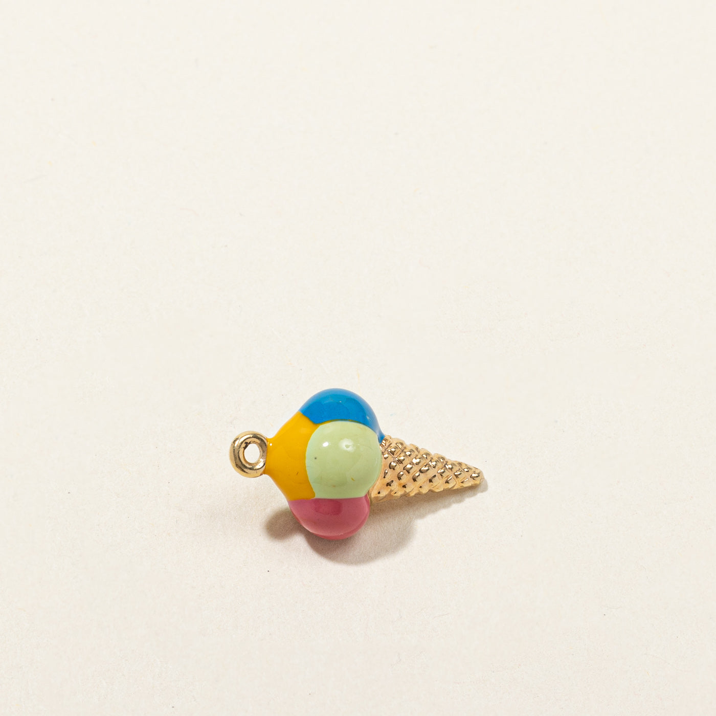 10K Enameled Ice Cream Cone Gold Charm Pendant - Dainty Jewelry for Women - Perfect for Necklaces, Bracelets & DIY Jewelry Making - Sweet Treat Inspired Fashion Accessory